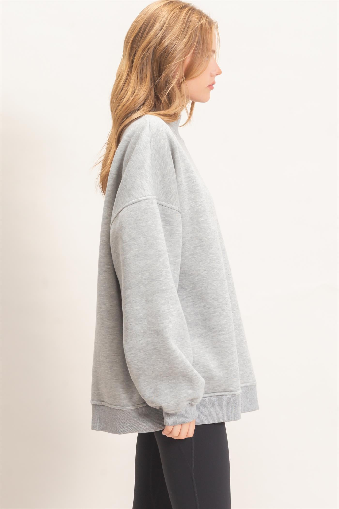 Wholesale Enzyme Washed Mock Neck Sweatshirt Sweatshirts HF26E222 H.GRAY HYFVE