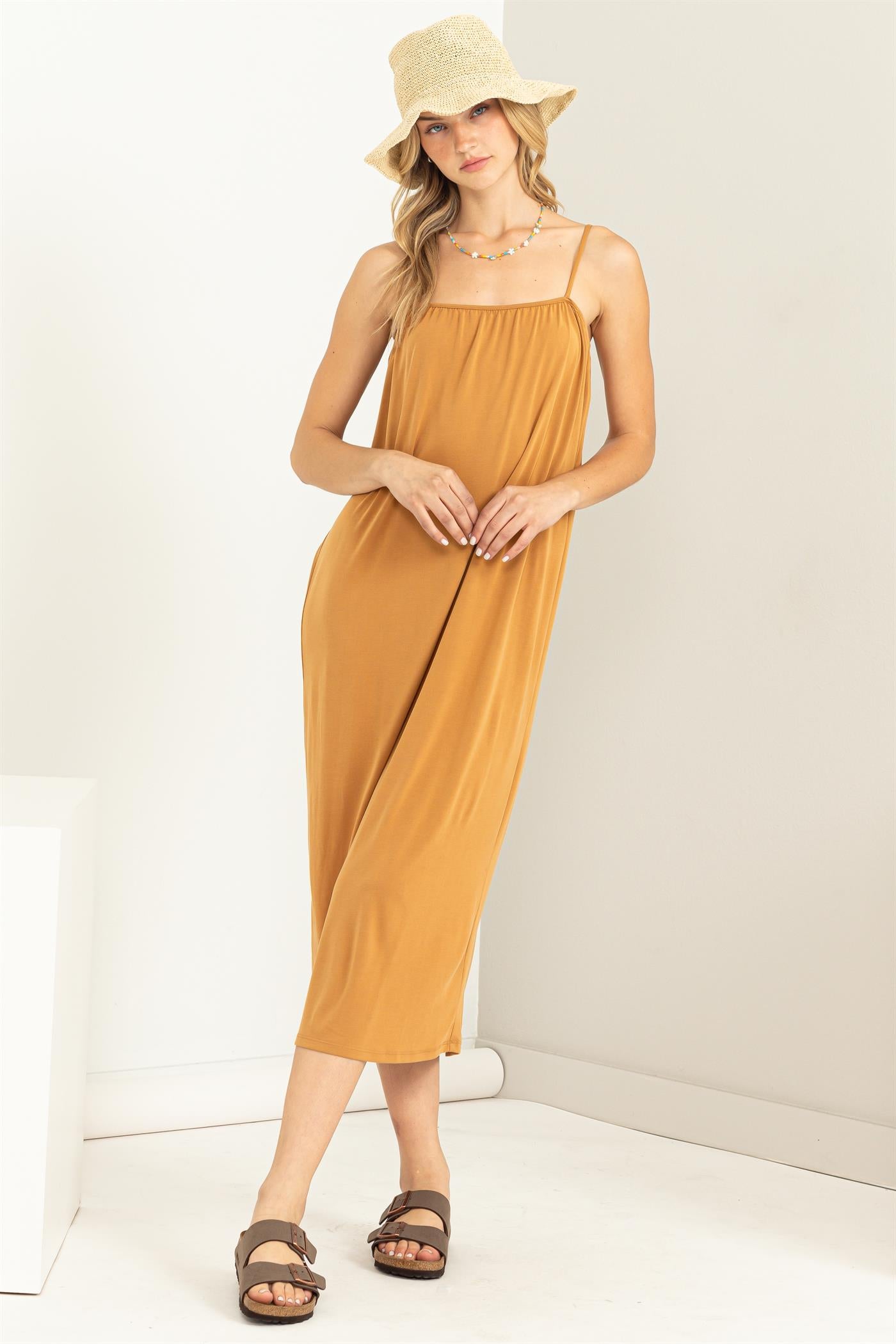 Wholesale Extra Love Tie-Back Midi Dress Dresses DZ22G696 BROWN SUGAR DOUBLE ZERO