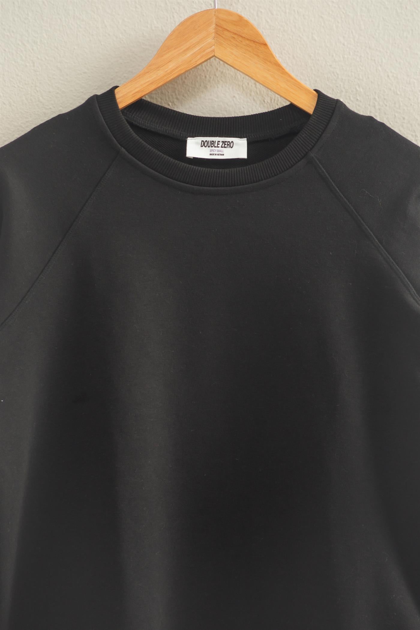 Wholesale Crew Neck Raglan Sleeve Comfy Pullover Sweatshirt Sweatshirts DZ25E237 BLACK DOUBLE ZERO