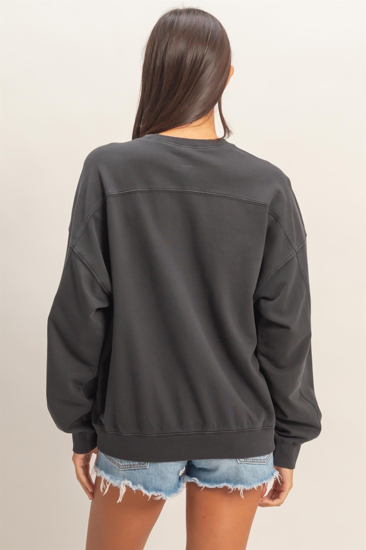 Wholesale Ribbed Crew Neck Sweatshirt Sweatshirts DZ26A265 BLACK DOUBLE ZERO