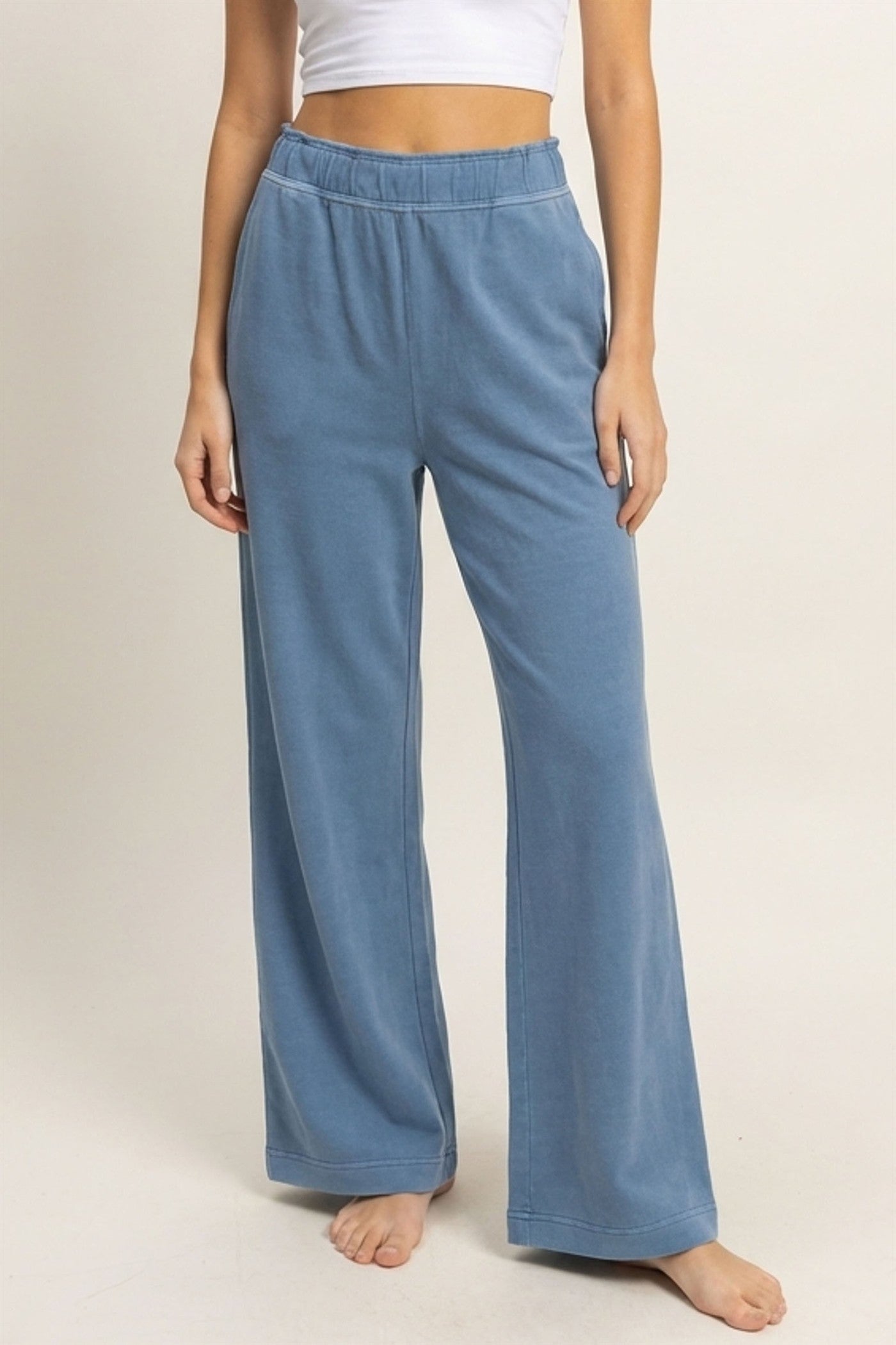 Wholesale High Waist Flare Pants Pants DZ24C346-D GRAY BLUE DOUBLE ZERO