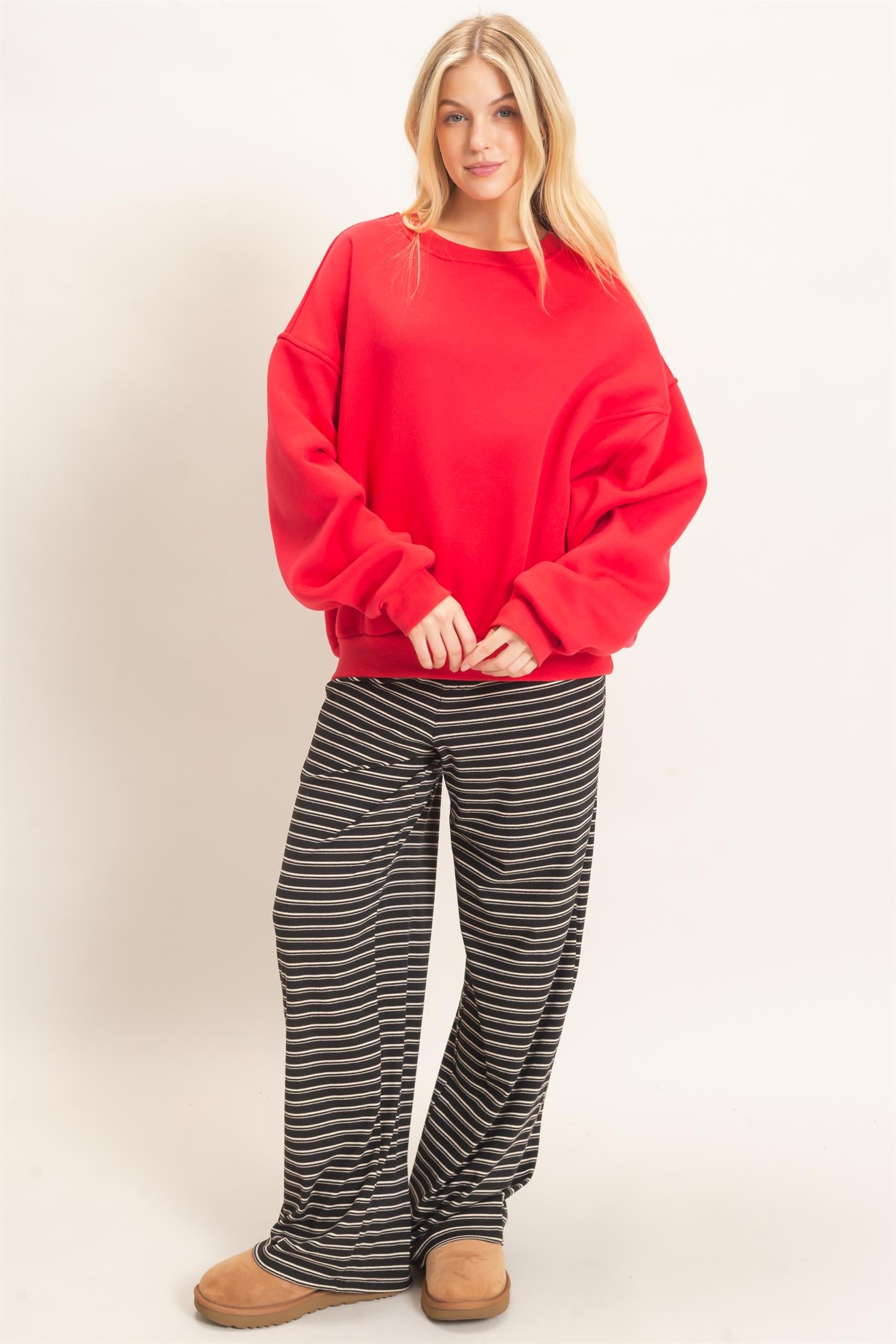Wholesale Oversized Dropped Shoulder Sweatshirt Sweatshirts HF26F141 RED HYFVE