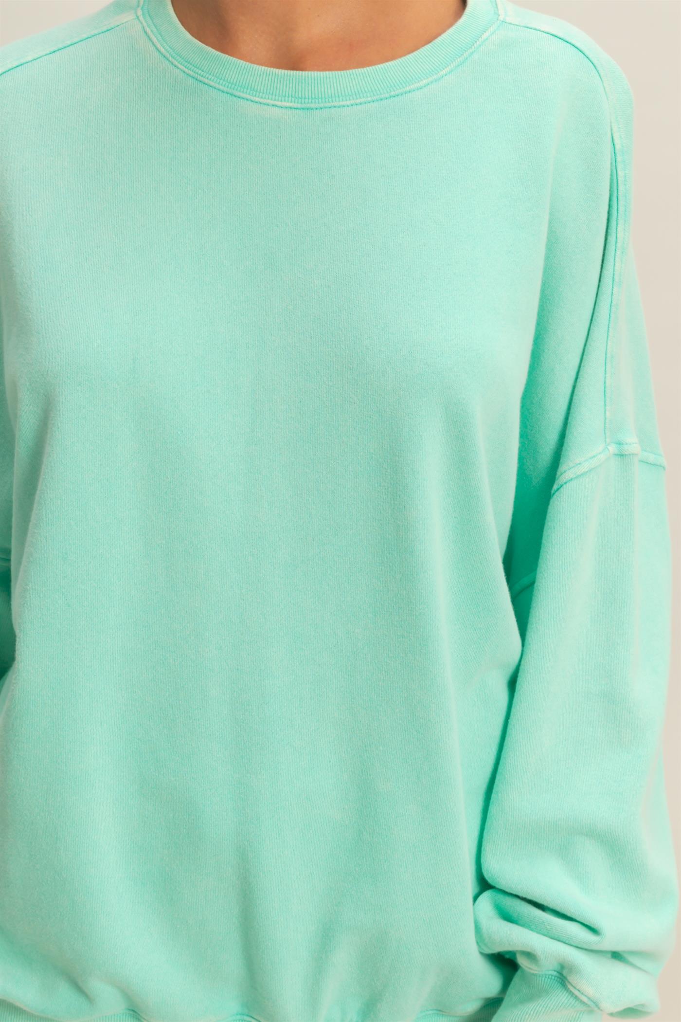 Wholesale Acid Wash Oversized Sweatshirt Sweatshirts DZ26A984 MINT DOUBLE ZERO