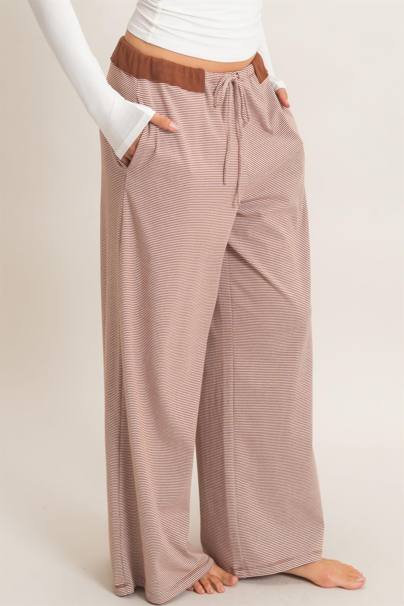 Wholesale Striped Wide-Leg Pants Pants HF26E818 BRICK HYFVE