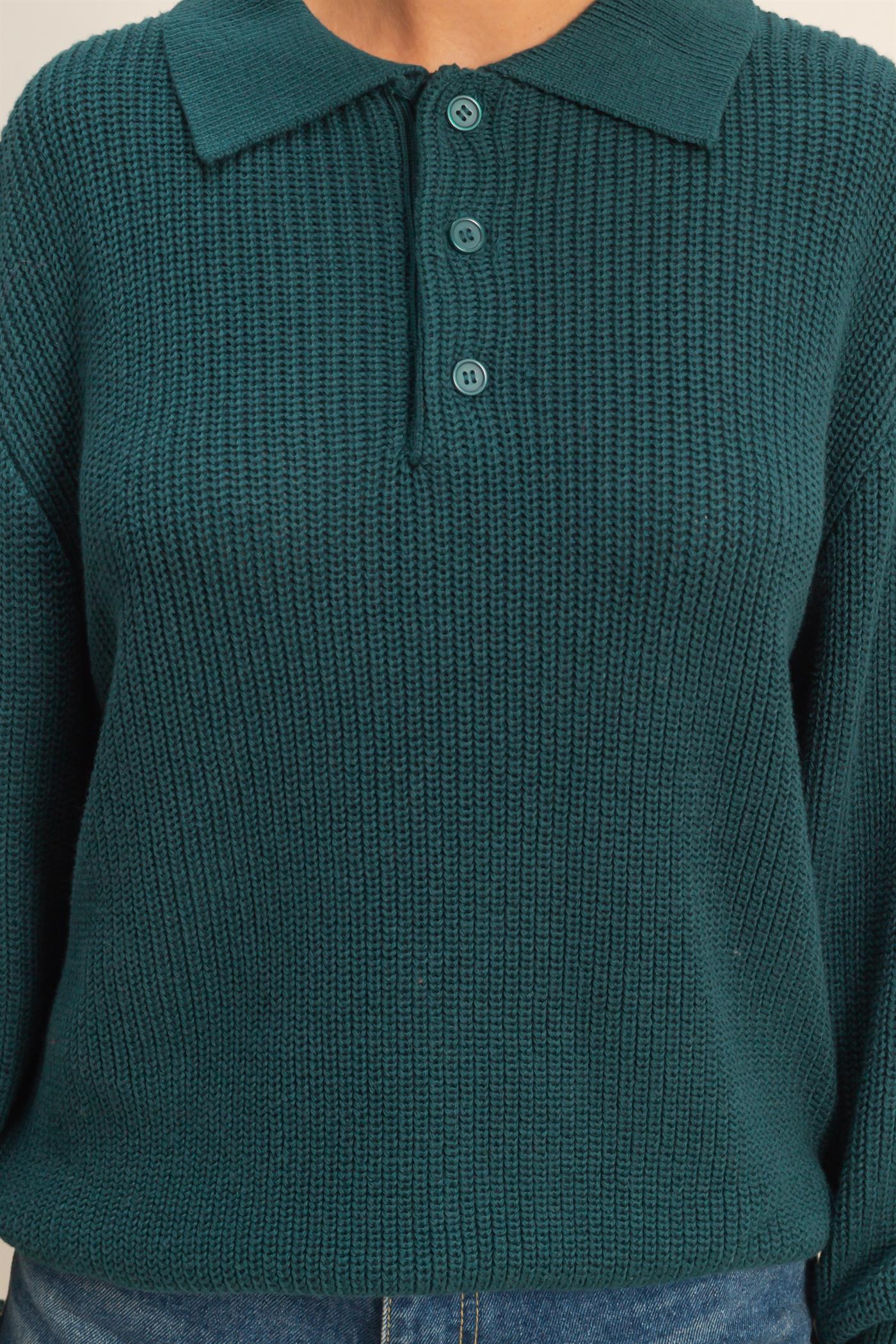 Wholesale Oversized Collar Sweater Sweaters DZ25E823 DEEP GREEN DOUBLE ZERO
