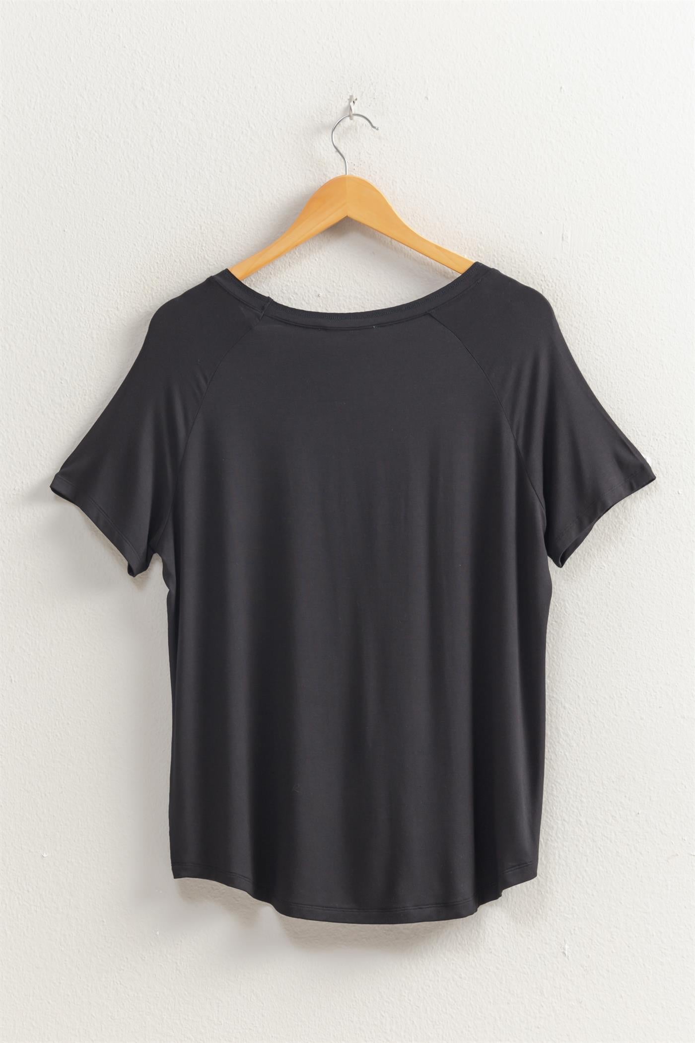 Wholesale Oversized V-Neck Relaxed Tee Clothing Tops DZ25E310 BLACK DOUBLE ZERO