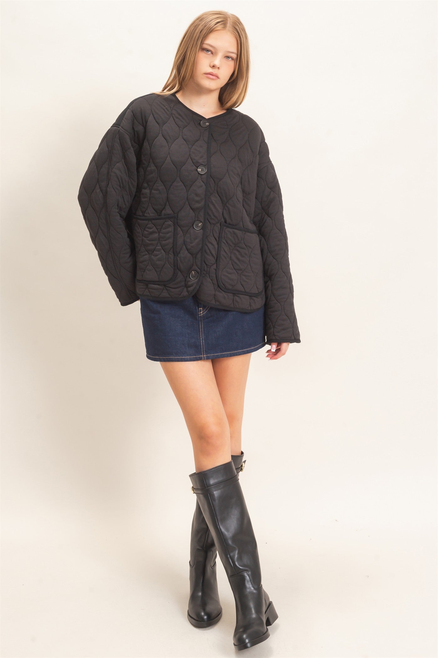 Wholesale Diamond Quilted Jacket Coats & Jackets HF26E370 BLACK HYFVE