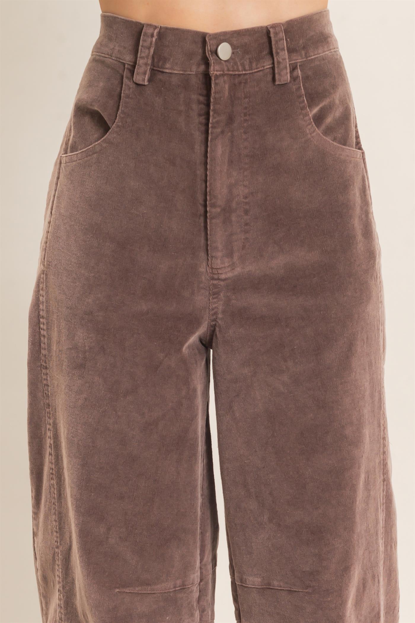 Wholesale Mineral Wash Wide-Leg Pants Pants HF26F238 BROWN HYFVE