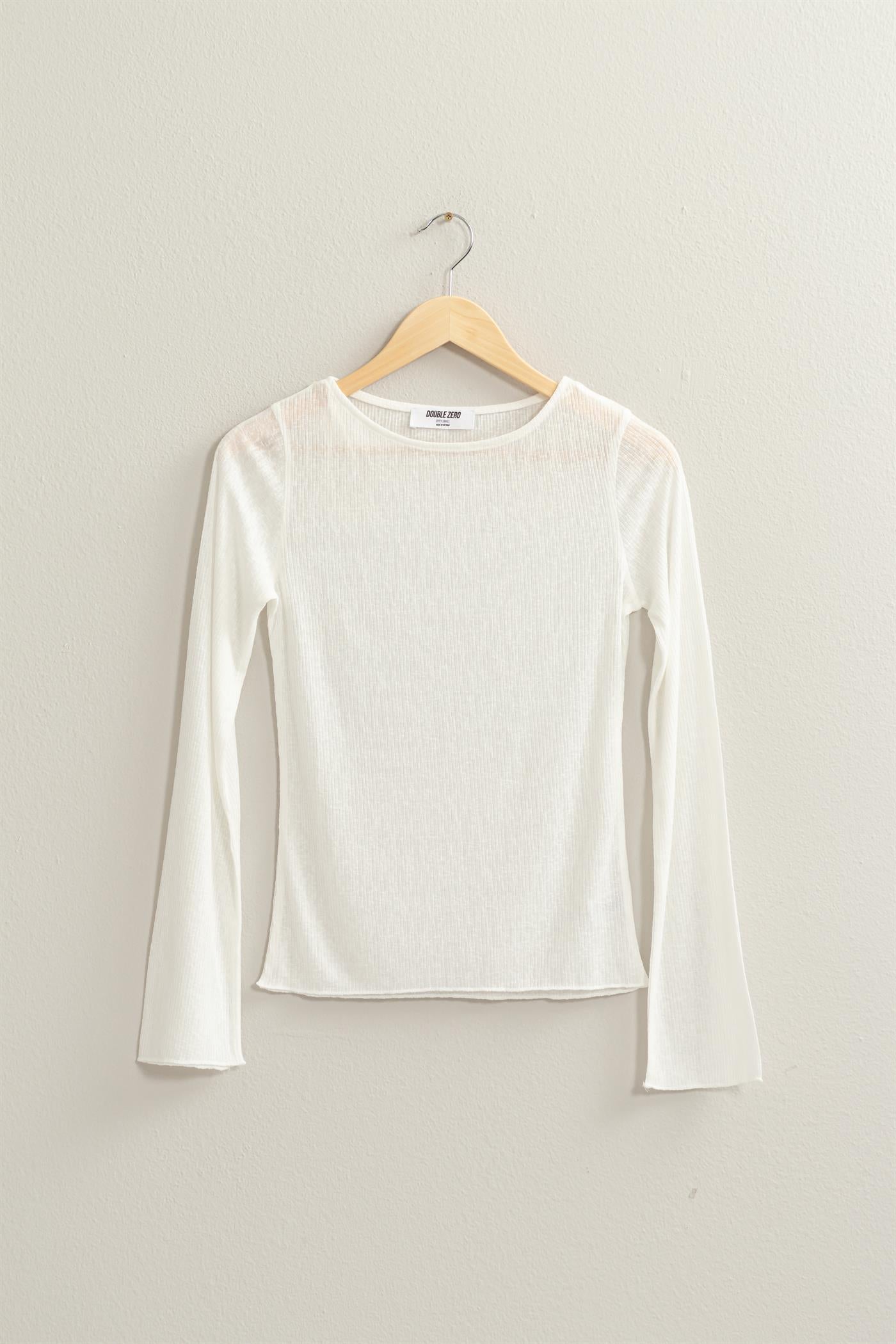 Wholesale Ribbed Long Sleeve Top Clothing Tops DZ24C196 OFF WHITE DOUBLE ZERO