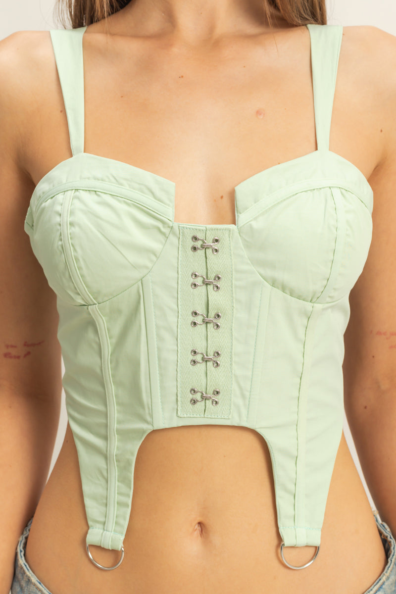 Wholesale Corset Style Blouse Clothing Tops HF22E655 SAGE HYFVE