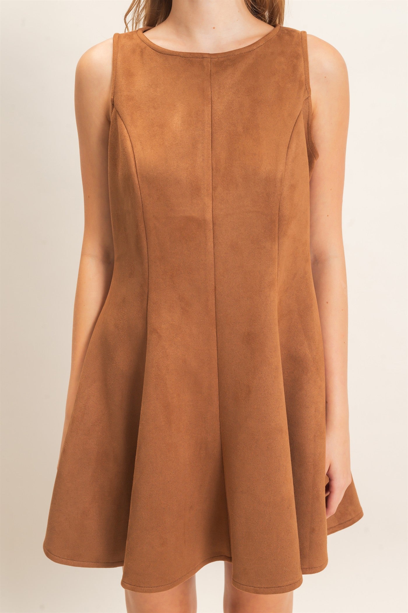 Wholesale Sleeveless Suede Mini Dress Dresses HF26F218 CAMEL HYFVE