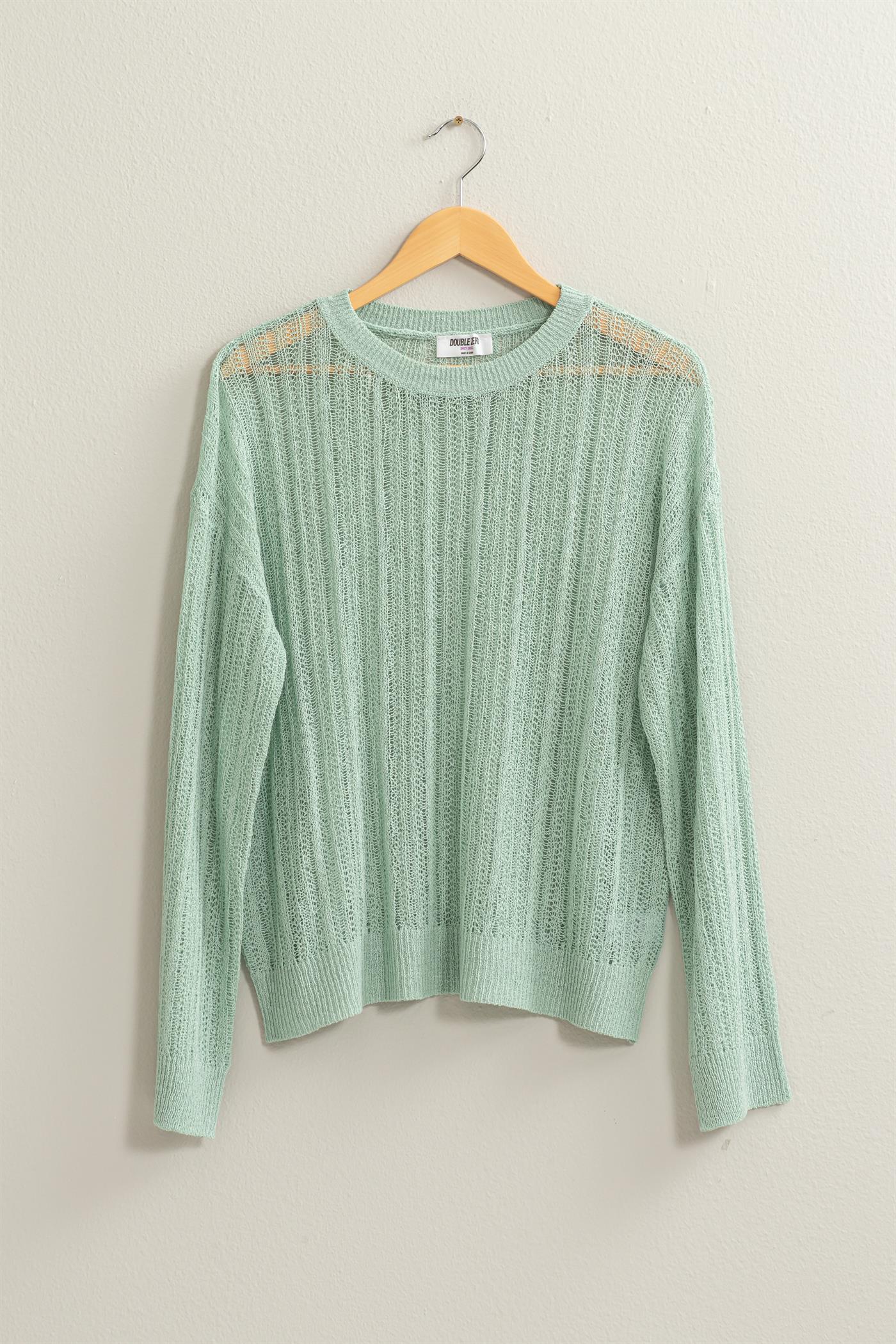 Wholesale Drop Shoulder Sweater Clothing Tops DZ24A477-D MINT DOUBLE ZERO