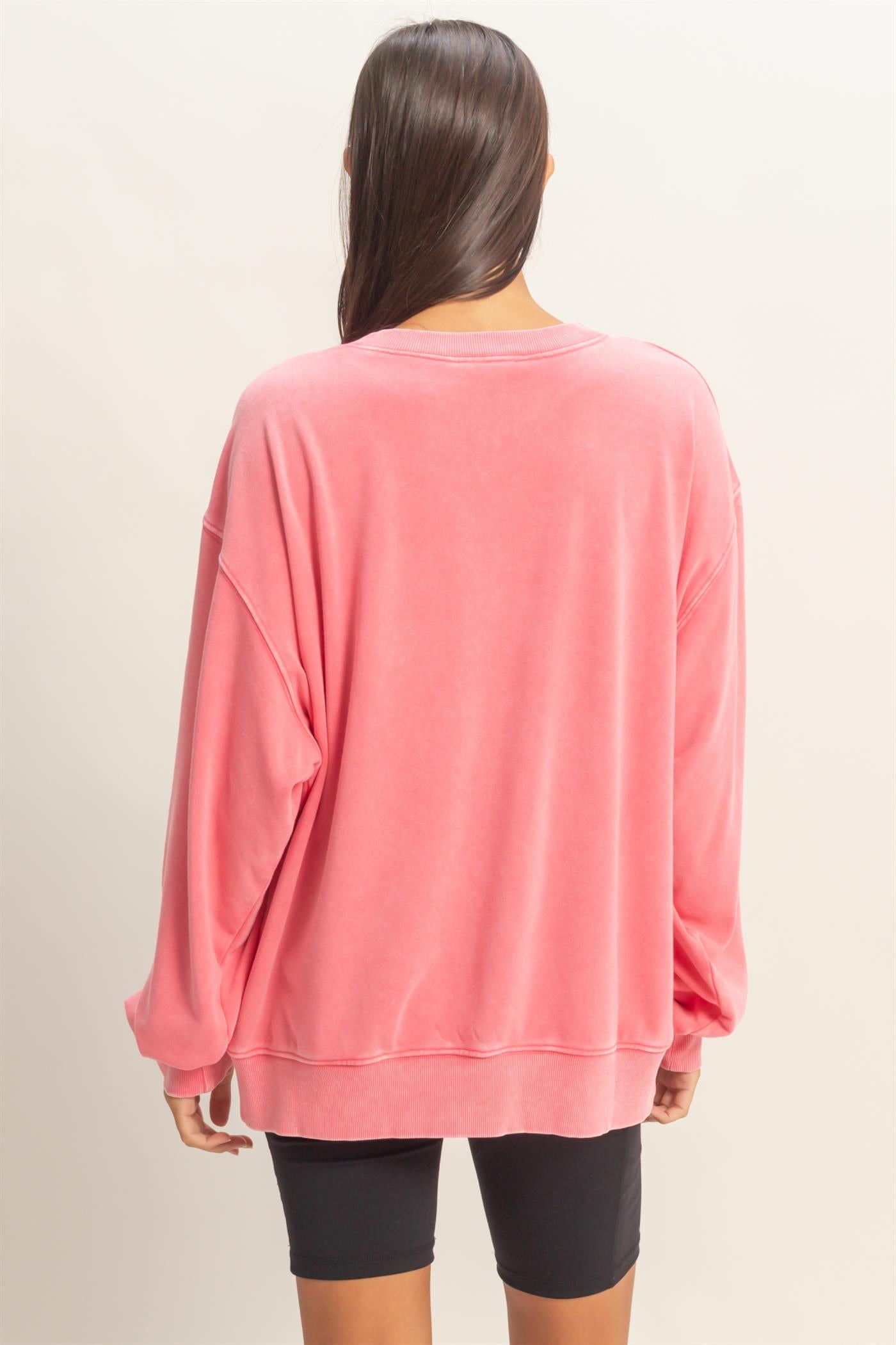 Wholesale Mineral Washed Crew Neck Sweatshirt Sweatshirts DZ26A262 TAFFY PINK DOUBLE ZERO