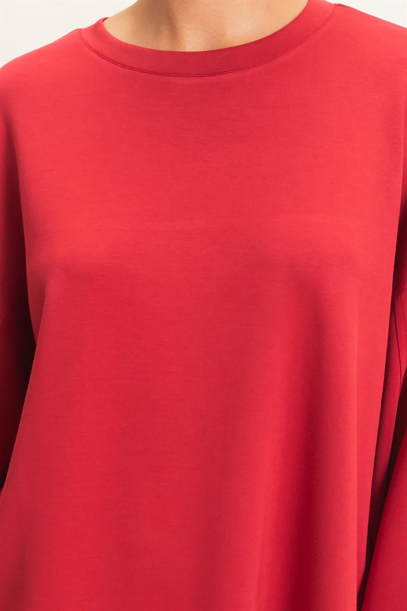 Wholesale Oversized Crew Neck Top Sweatshirts DZ26E388 DARK RED DOUBLE ZERO