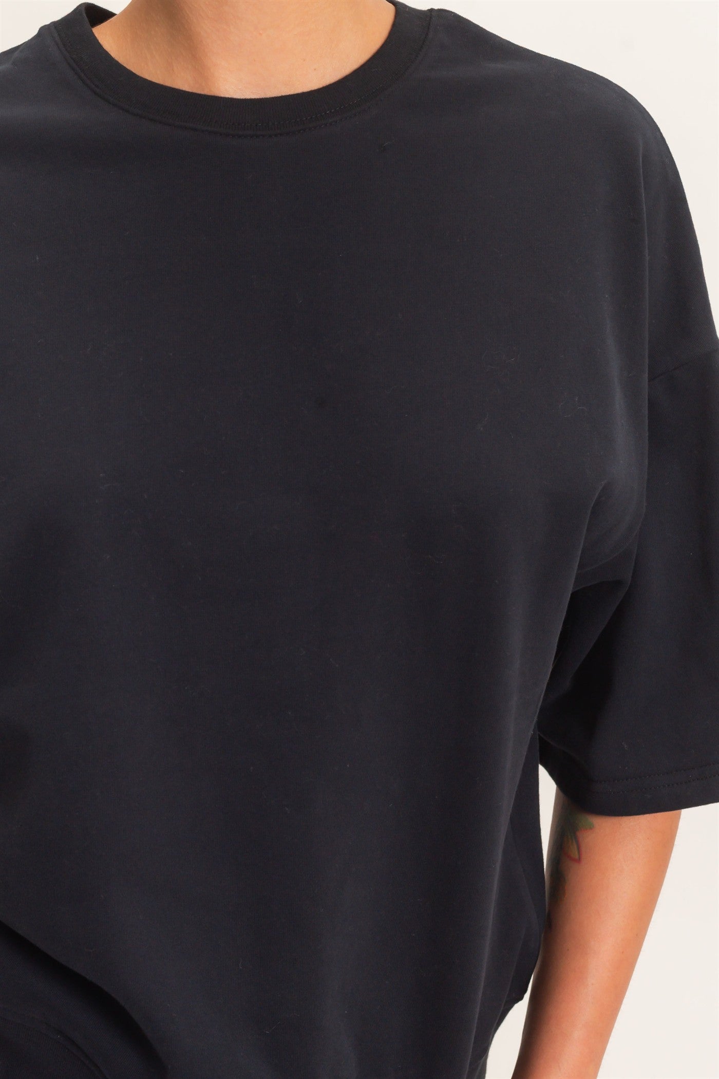 Wholesale Washed Crew Neck Short Sleeve Top Clothing Tops DZ26E381 BLACK DOUBLE ZERO