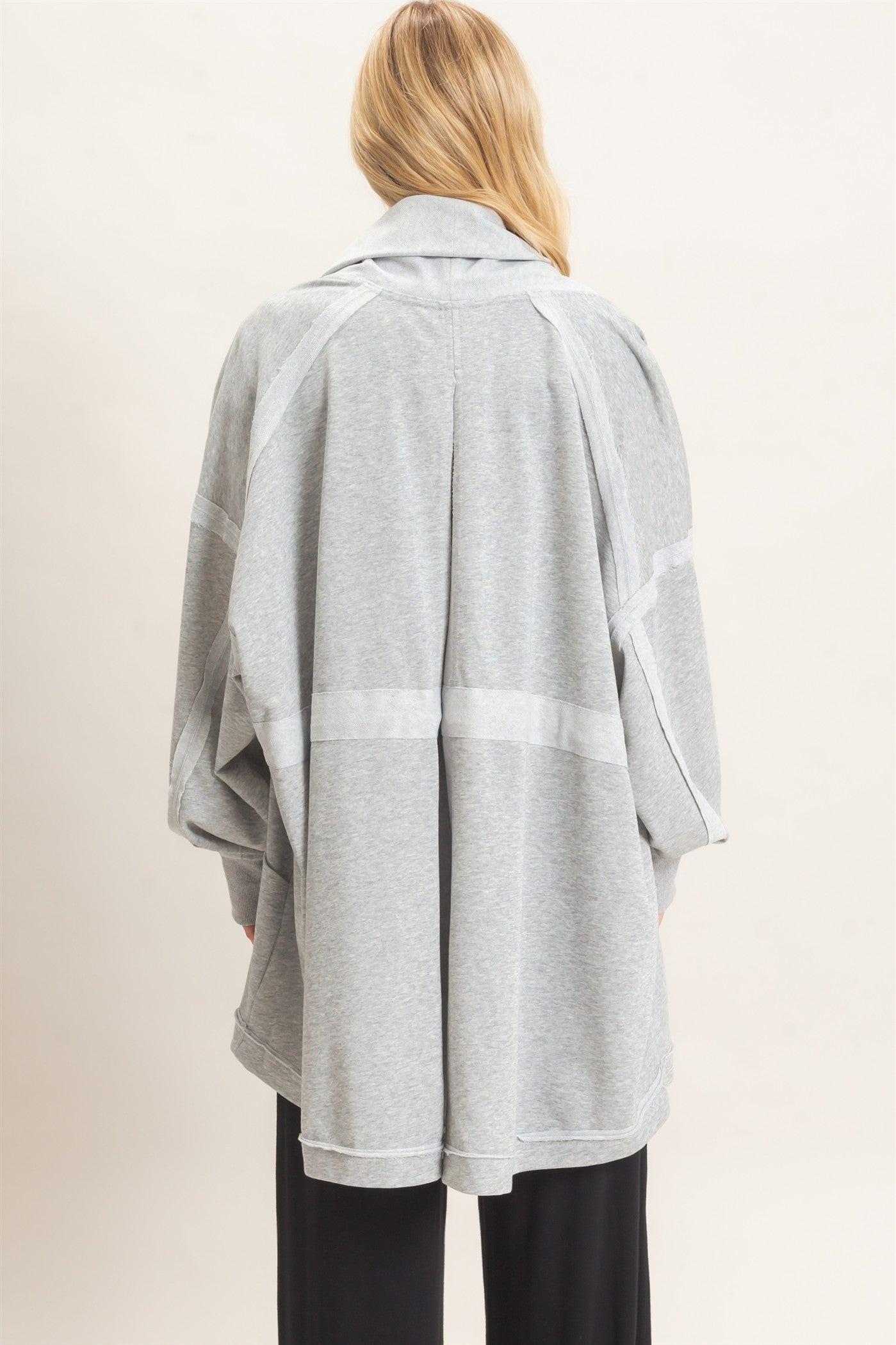 Wholesale Open Front Tie Waist Cardigan Cardigans HF26C778 HEATHER GRAY HYFVE