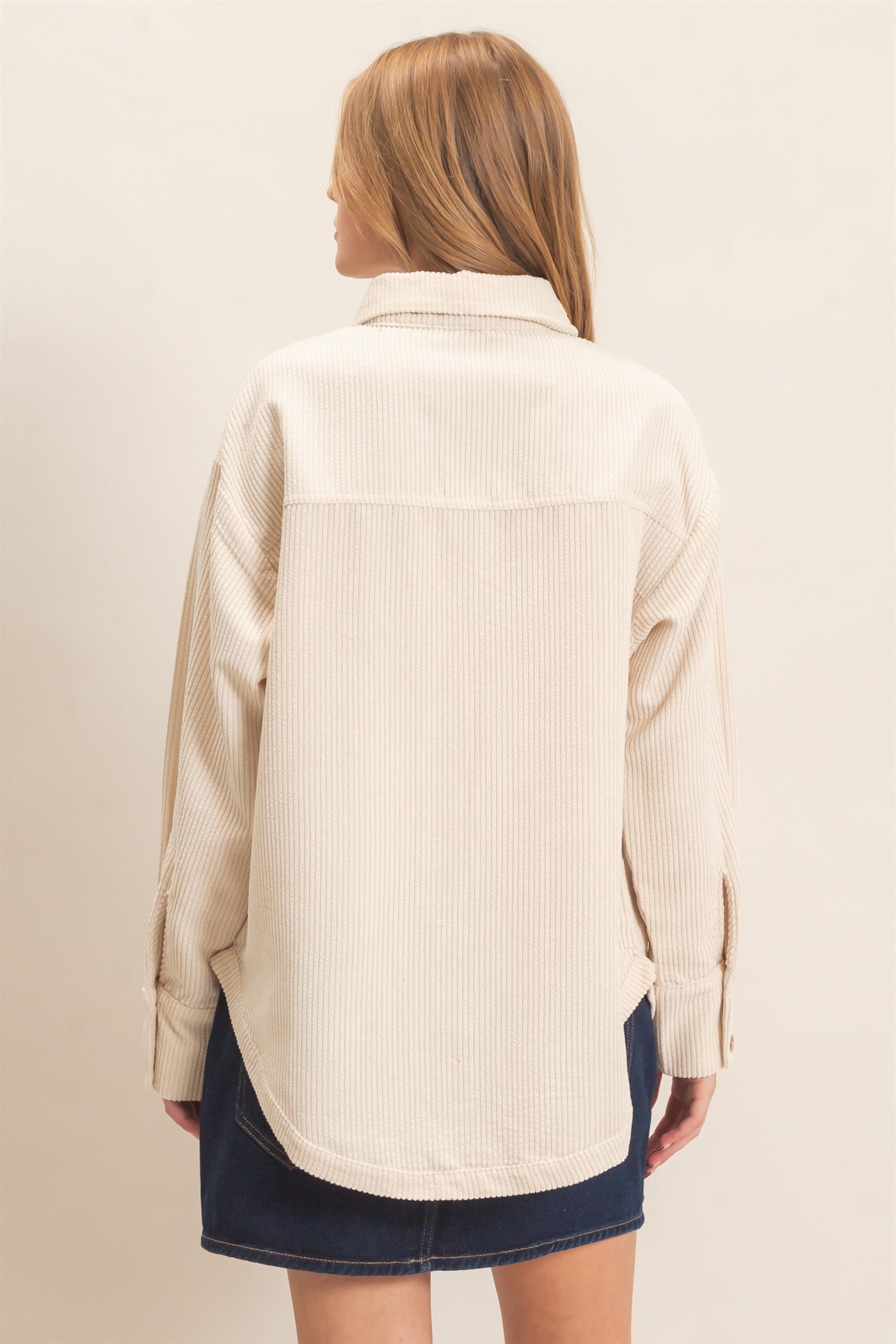 Wholesale Corduroy Button-Up Shirt Outerwear HF26F163 WHITE SWAN HYFVE