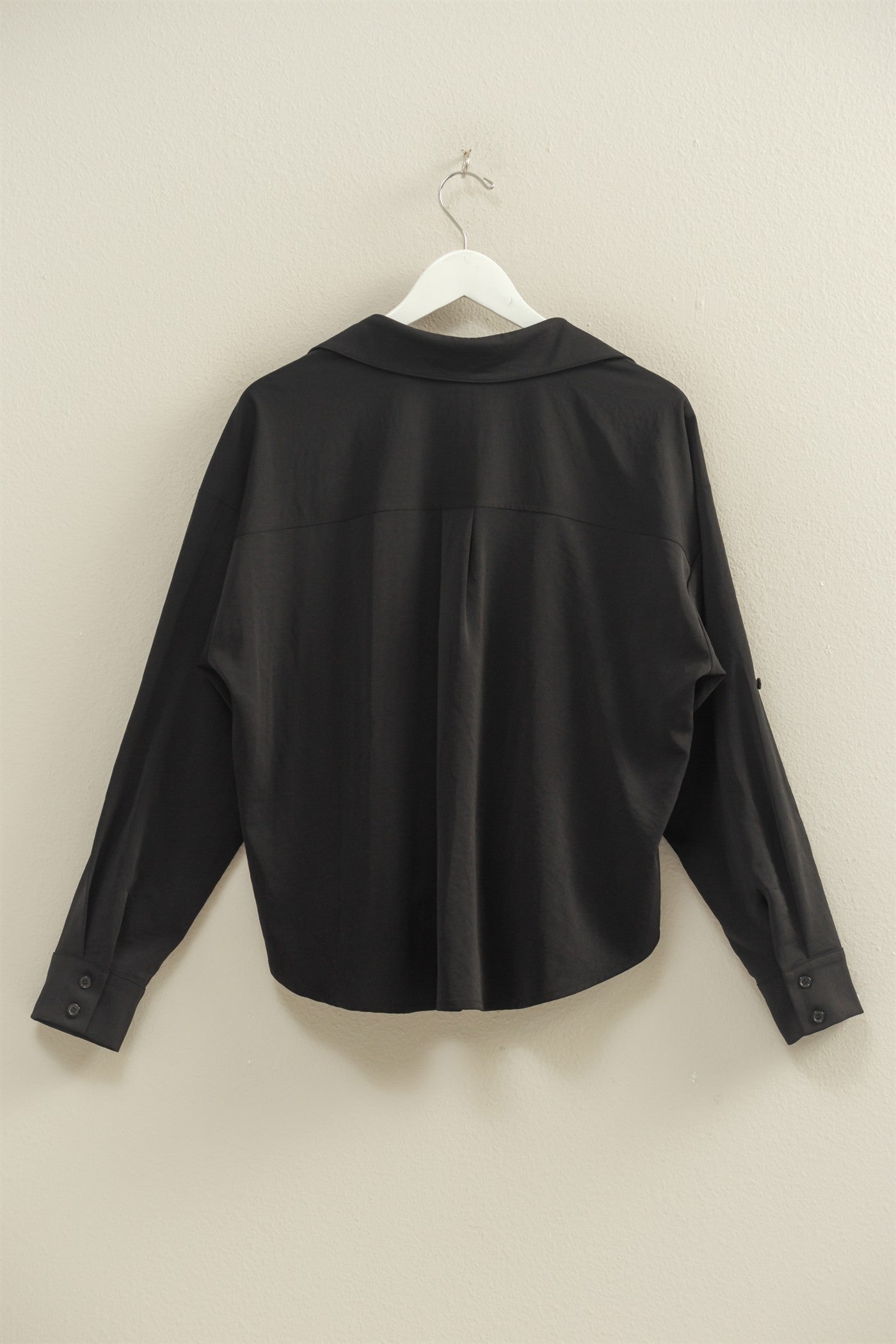 Wholesale Button-Down Blouse With Flowing Fit Clothing Tops HF25C543 BLACK HYFVE