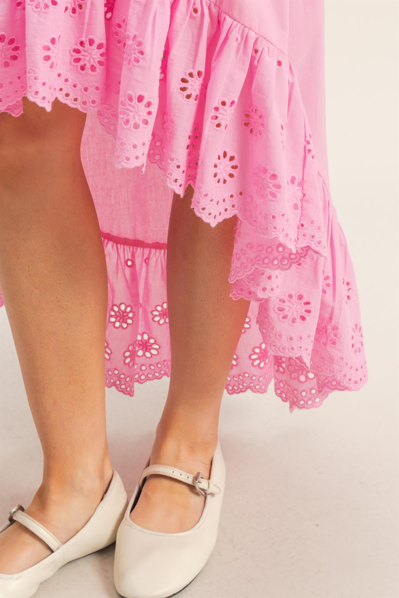 Wholesale Off Shoulder Smocked Dress Dresses HF26C305 PINK HYFVE