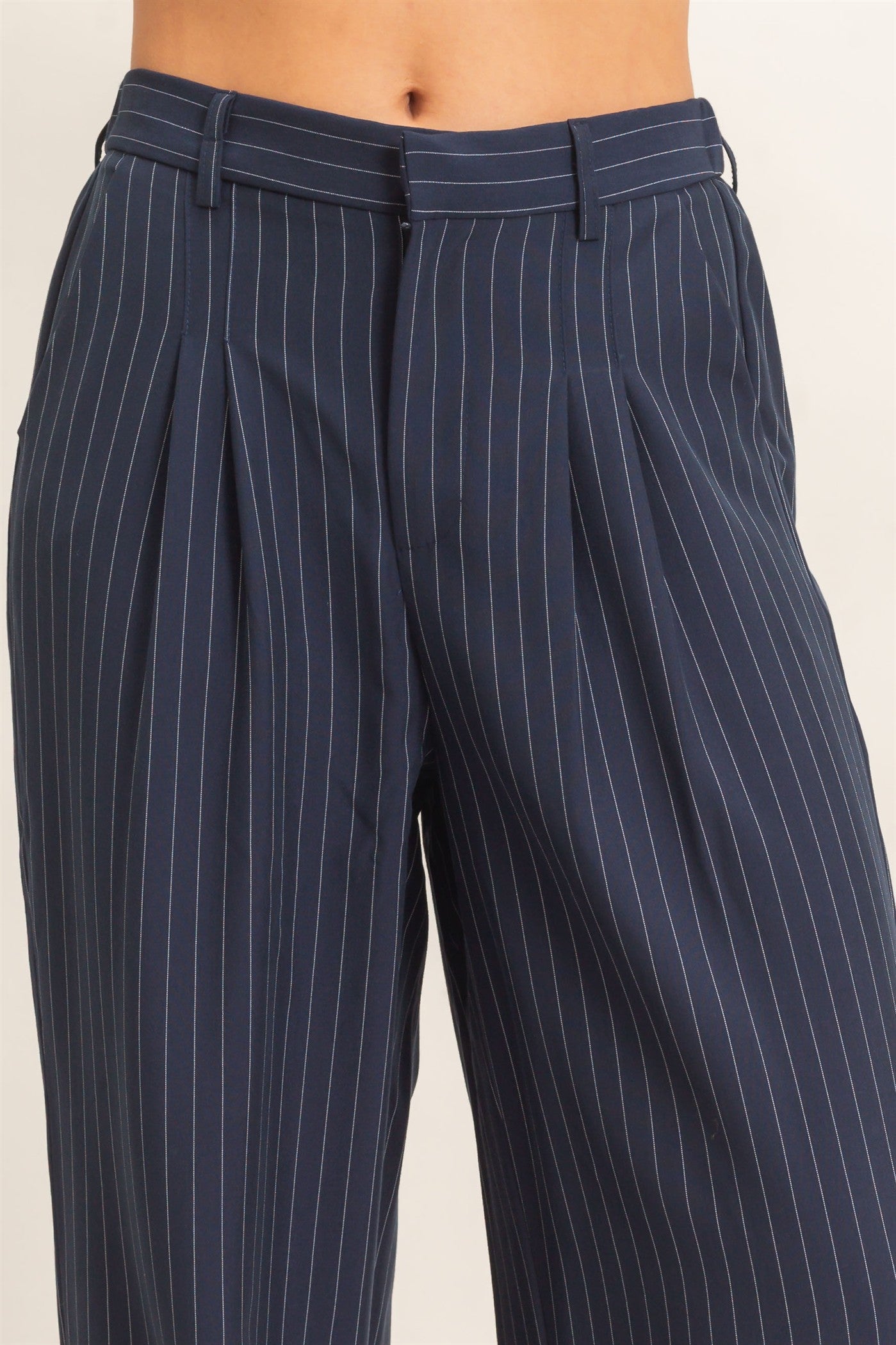 Wholesale Pinstripe Wide-Leg Trousers Pants DZ26E426 NAVY DOUBLE ZERO