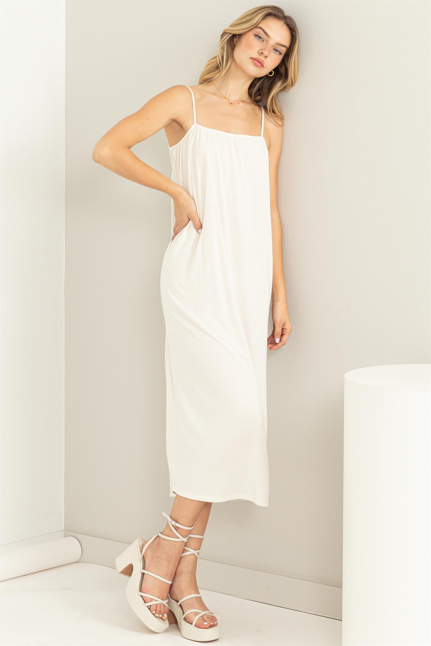Wholesale Extra Love Tie-Back Midi Dress Dresses DZ22G696 WHIP CREAM DOUBLE ZERO