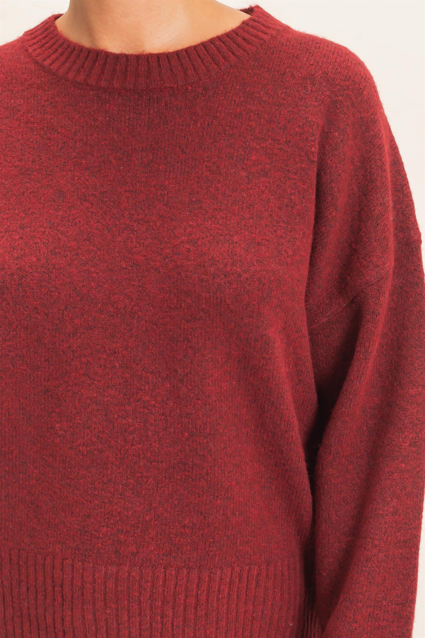 Wholesale Relaxed Fit Crew Neck Sweater Sweaters DZ26E956 BURGUNDY DOUBLE ZERO
