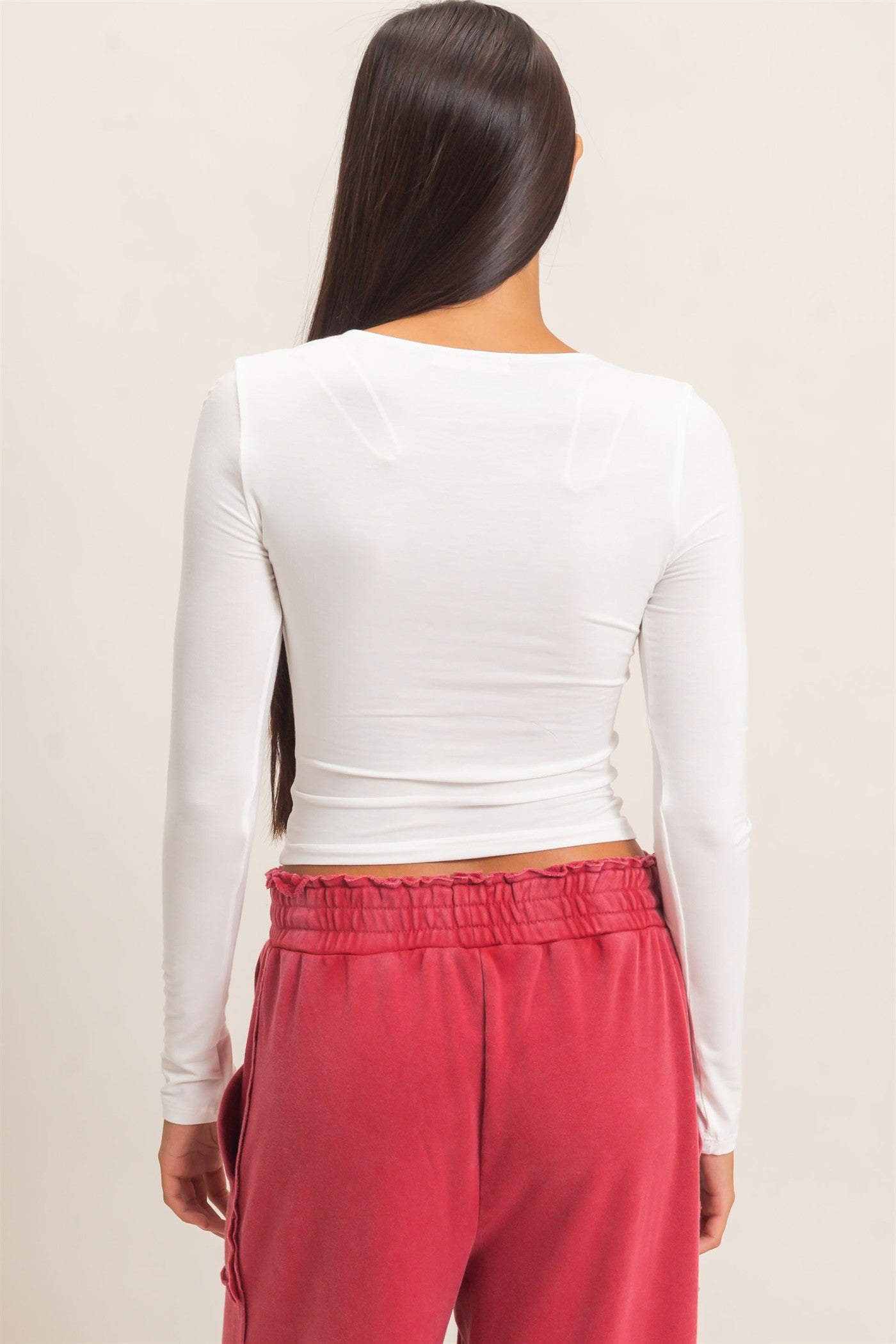 Wholesale Scoop Neck Long Sleeve Top Clothing Tops DZ26E250 OFF WHITE DOUBLE ZERO