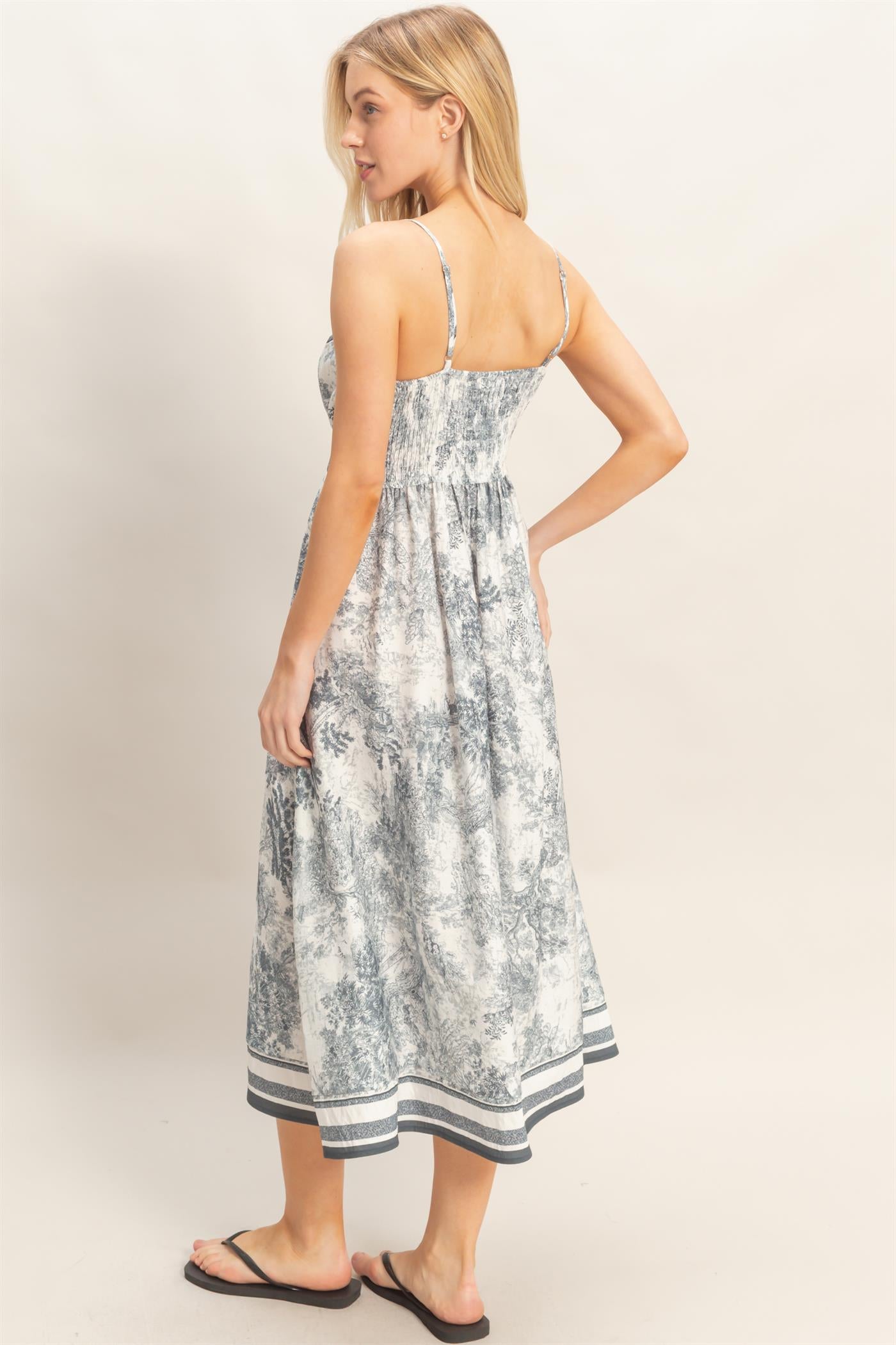 Wholesale Printed V-Neck A-Line Dress Dresses HF26A144 GRAY HYFVE