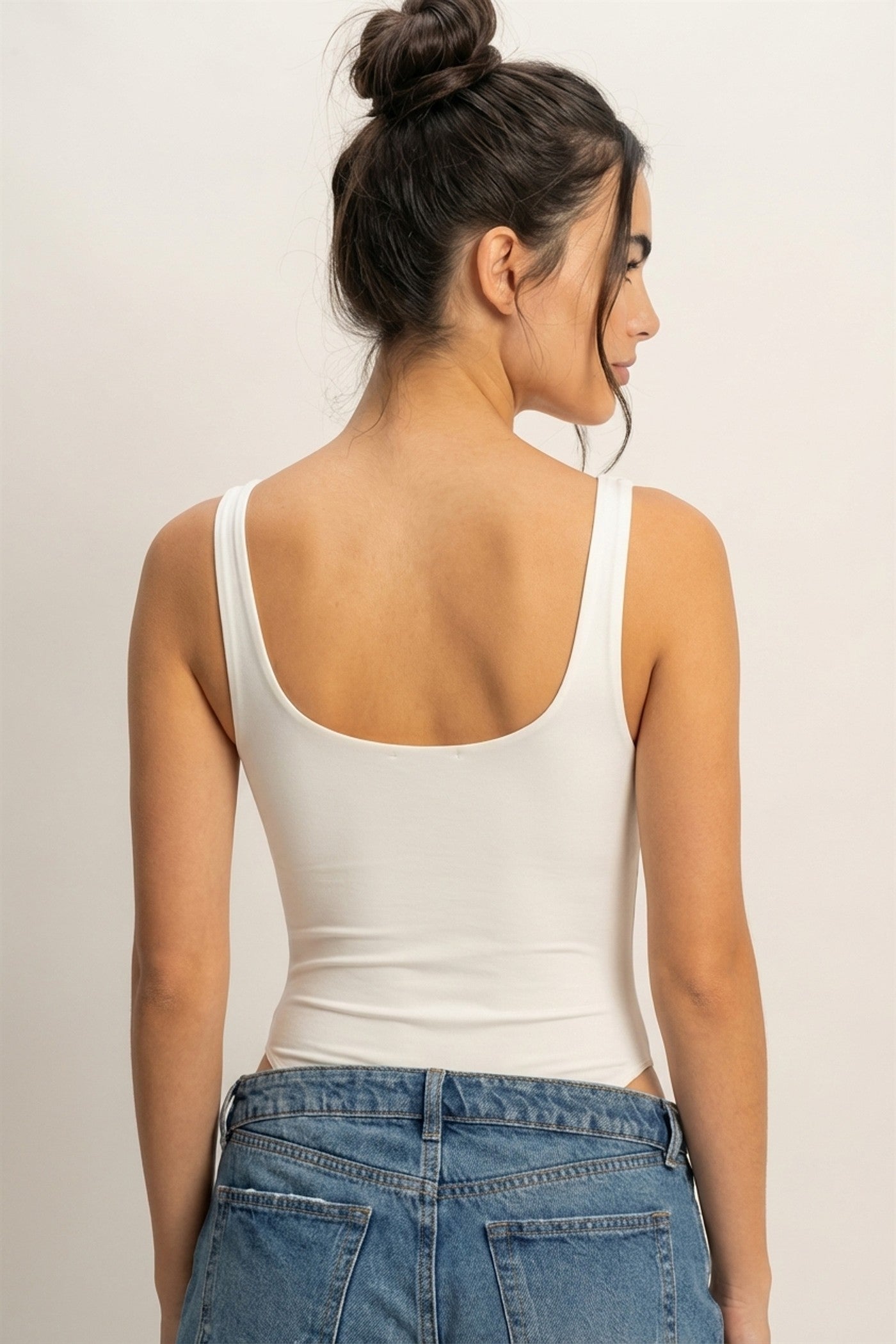 Wholesale Scoop Neck Tank Bodysuit Clothing Tops DZ24A855-D OFF WHITE DOUBLE ZERO