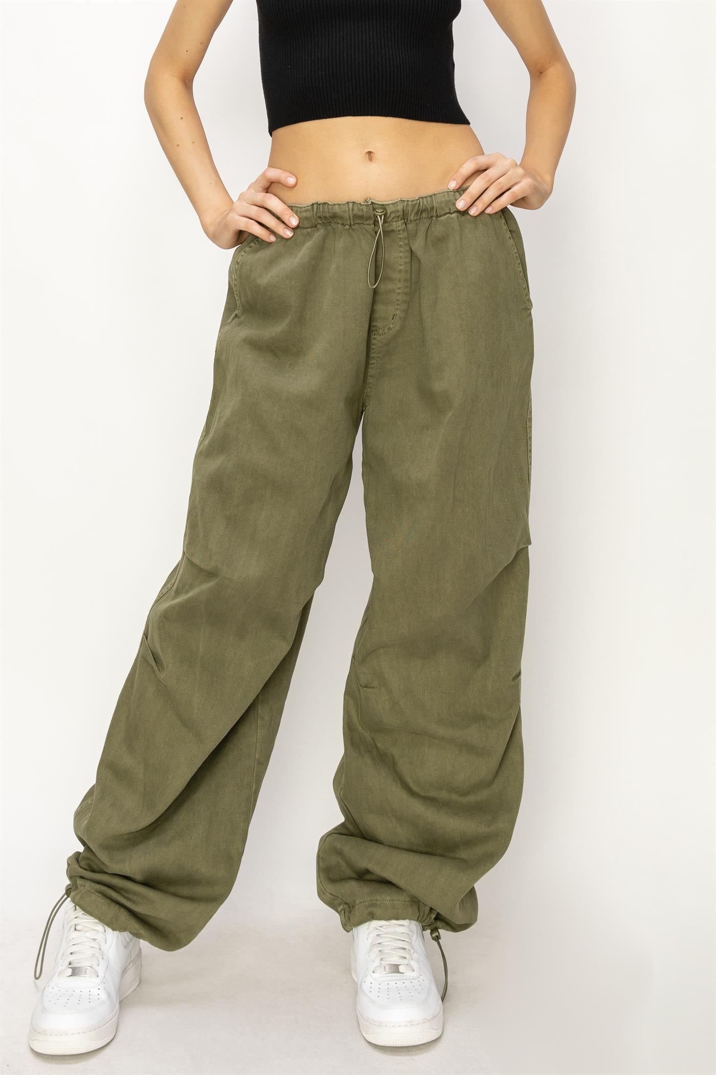 Wholesale Mid Rise Parachute Pants Pants DZ24A518 MOSS DOUBLE ZERO
