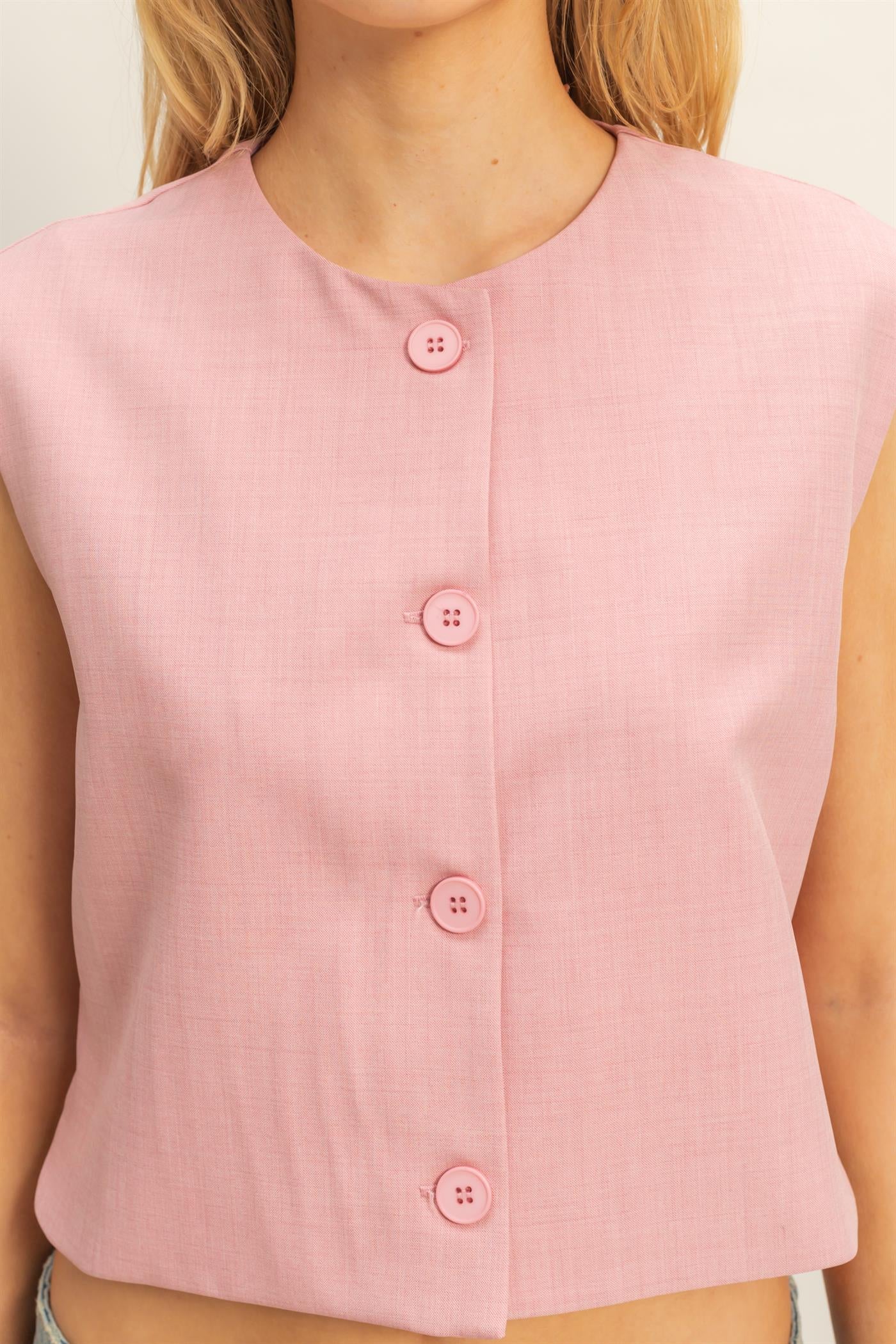 Wholesale Sleek Sleeveless Vest Top Clothing Tops HF25E489 ROSE HYFVE