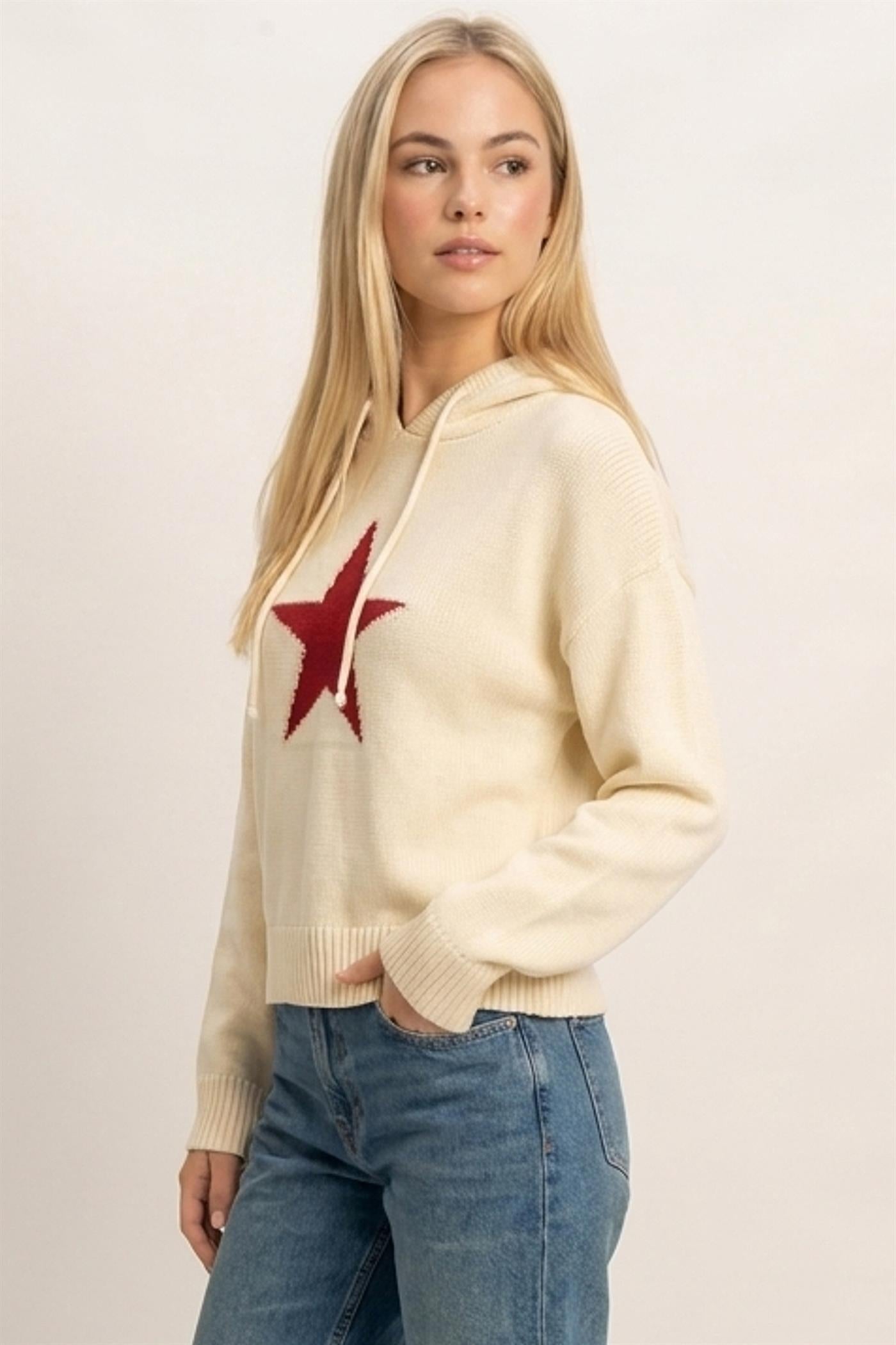 Wholesale Star Hooded Sweater Hoodies DZ26E811 CREAM DOUBLE ZERO