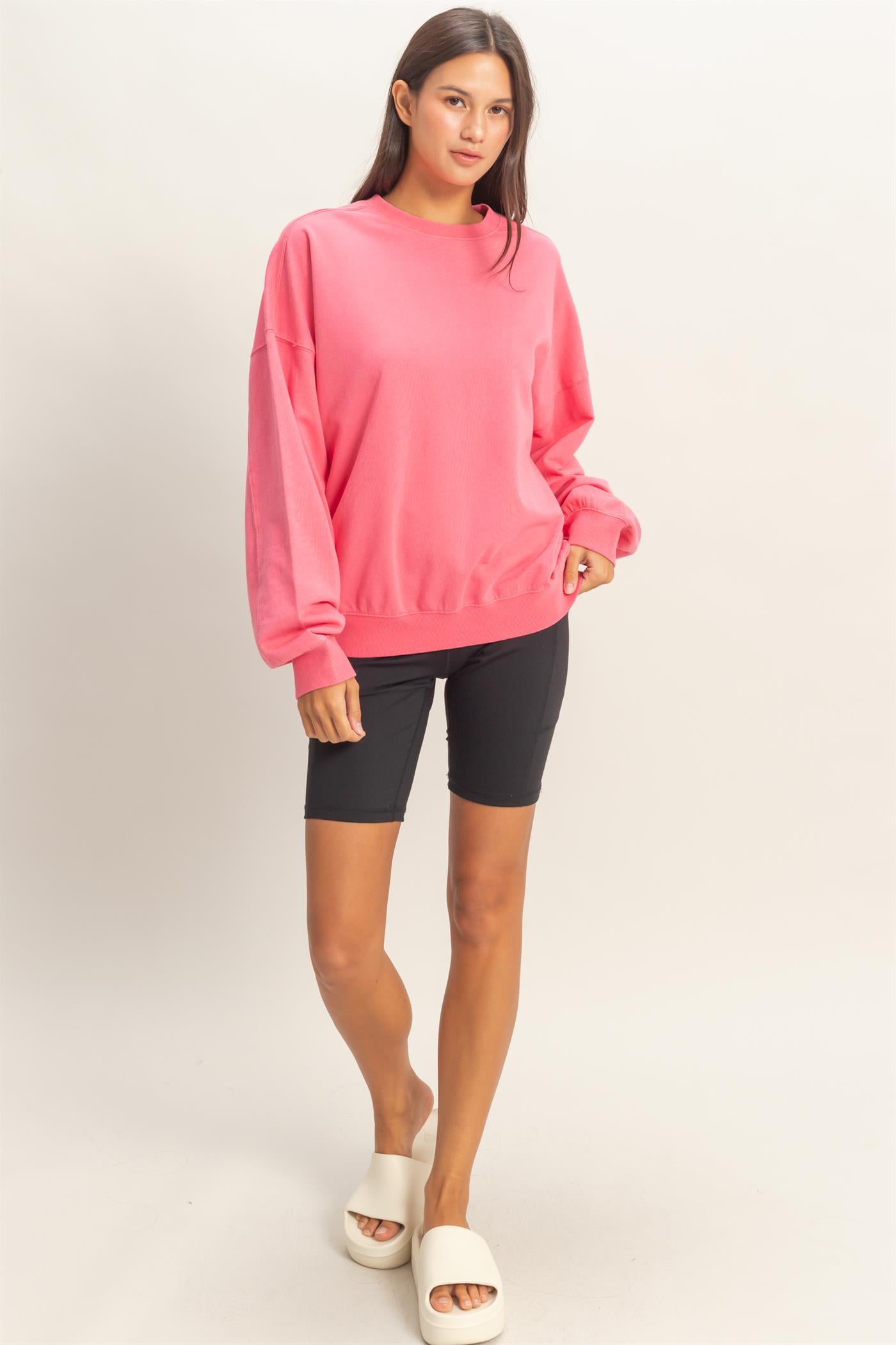 Wholesale Ribbed Crew Neck Sweatshirt Sweatshirts DZ26A265 TAFFY PINK DOUBLE ZERO