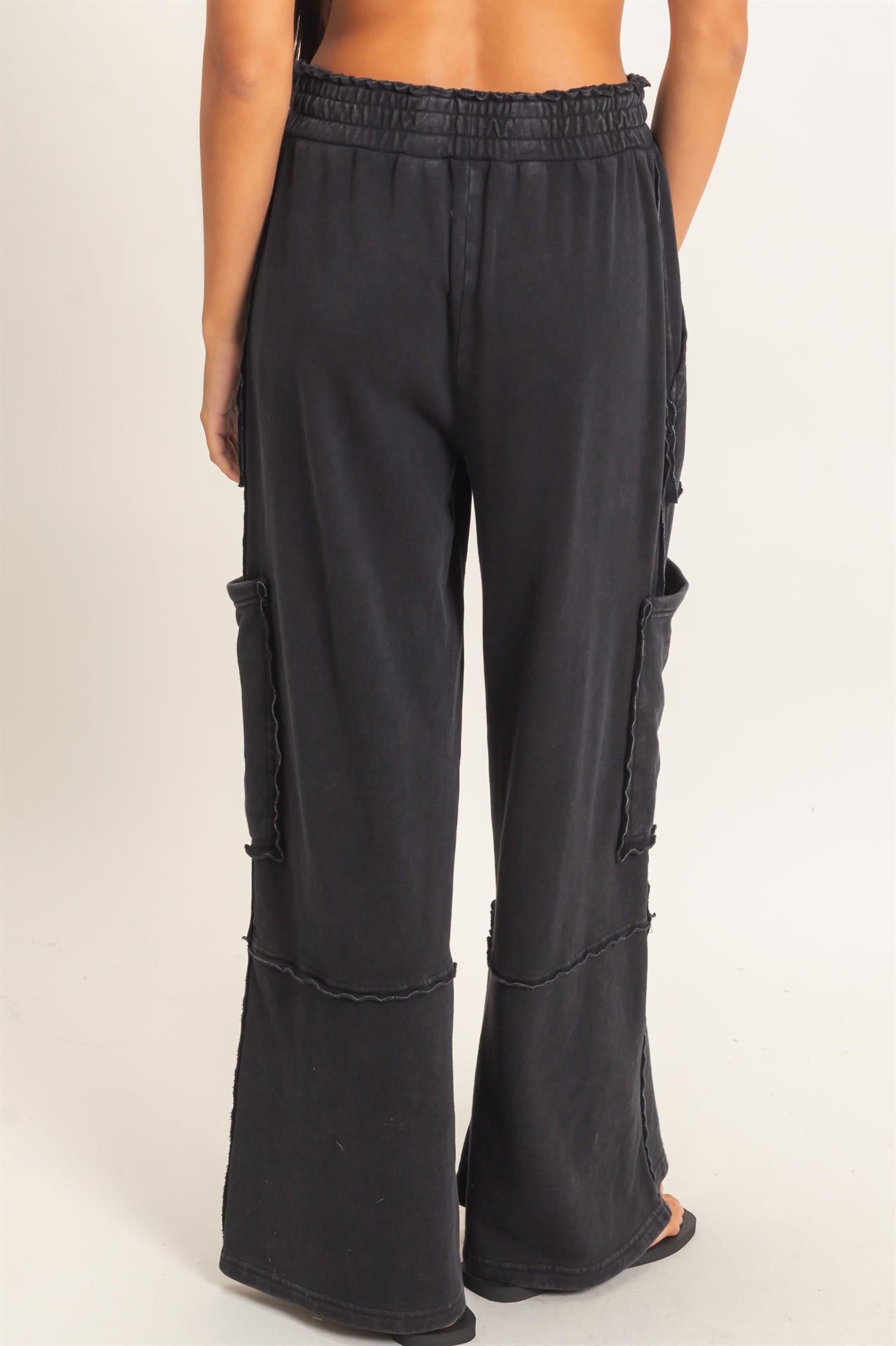 Wholesale Mineral Wash Cargo Pocket Pants Pants DZ26C963 BLACK DOUBLE ZERO