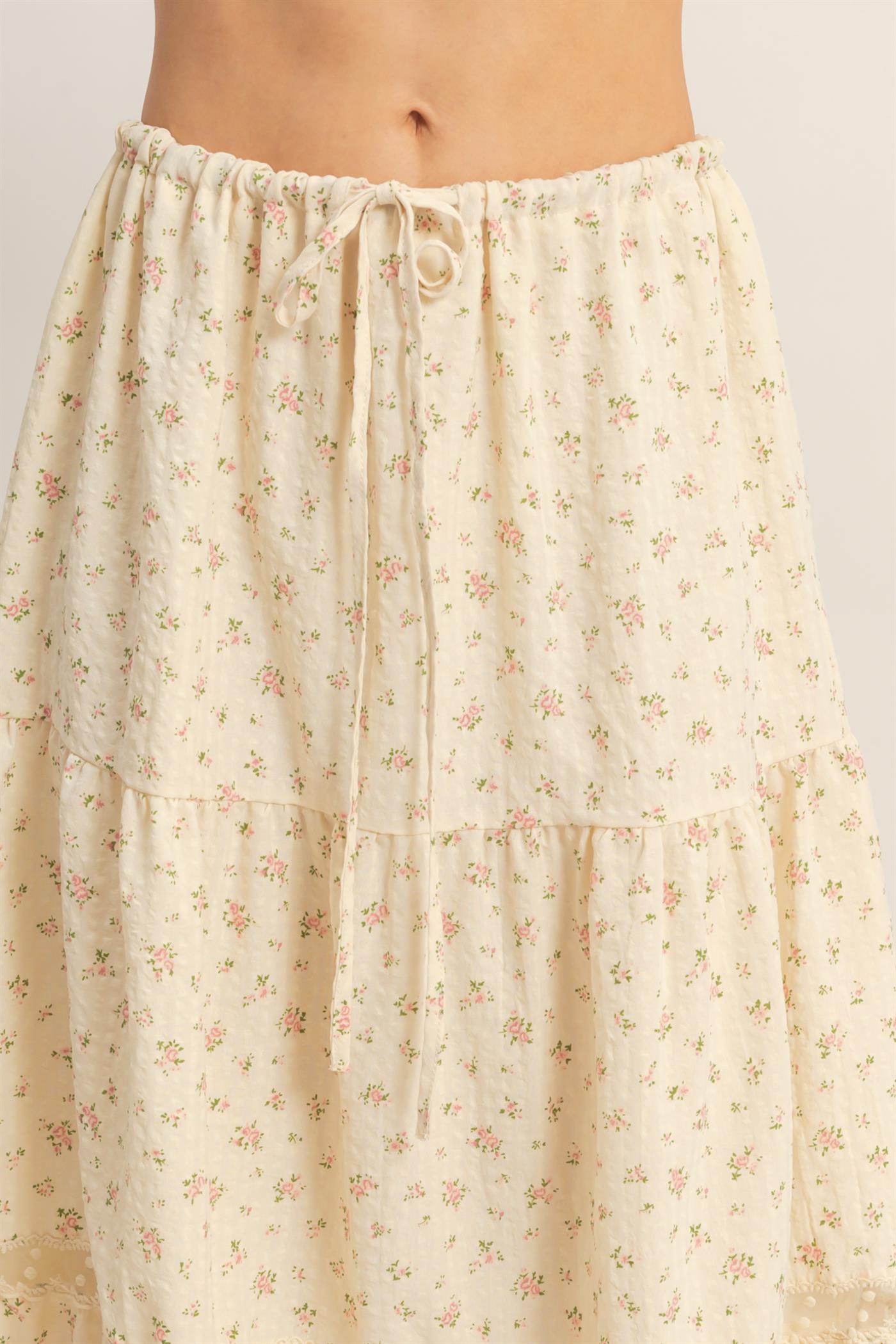 Wholesale Tiered Lace Trim Skirt Skirts HF26A697 PINK HYFVE