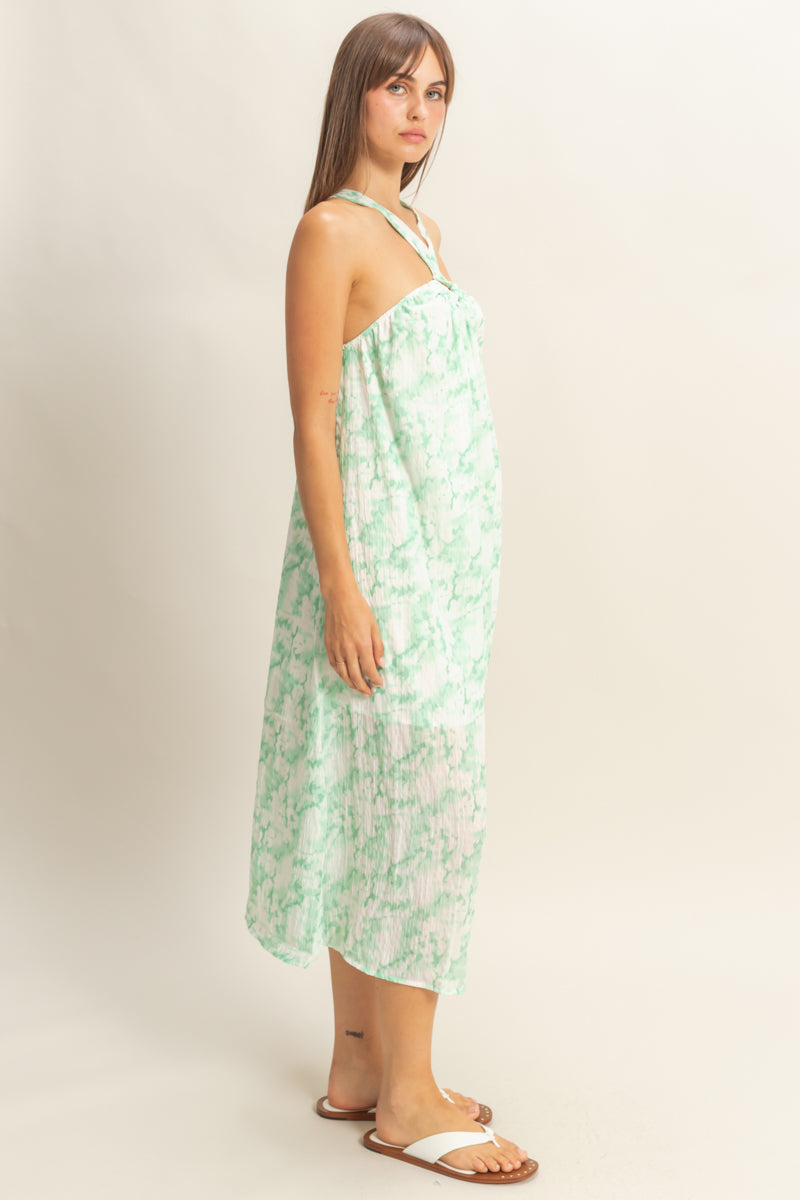 Wholesale Halter Cross Neck Backless Maxi Dress Dresses HF22E496 MINT HYFVE