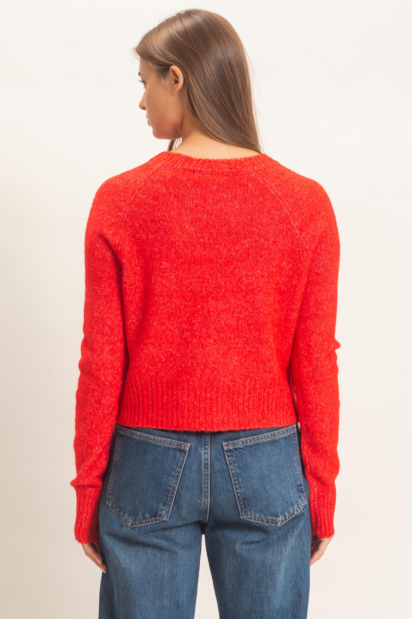 Wholesale V-Neck Cardigan Cardigans DZ26E326 RED DOUBLE ZERO