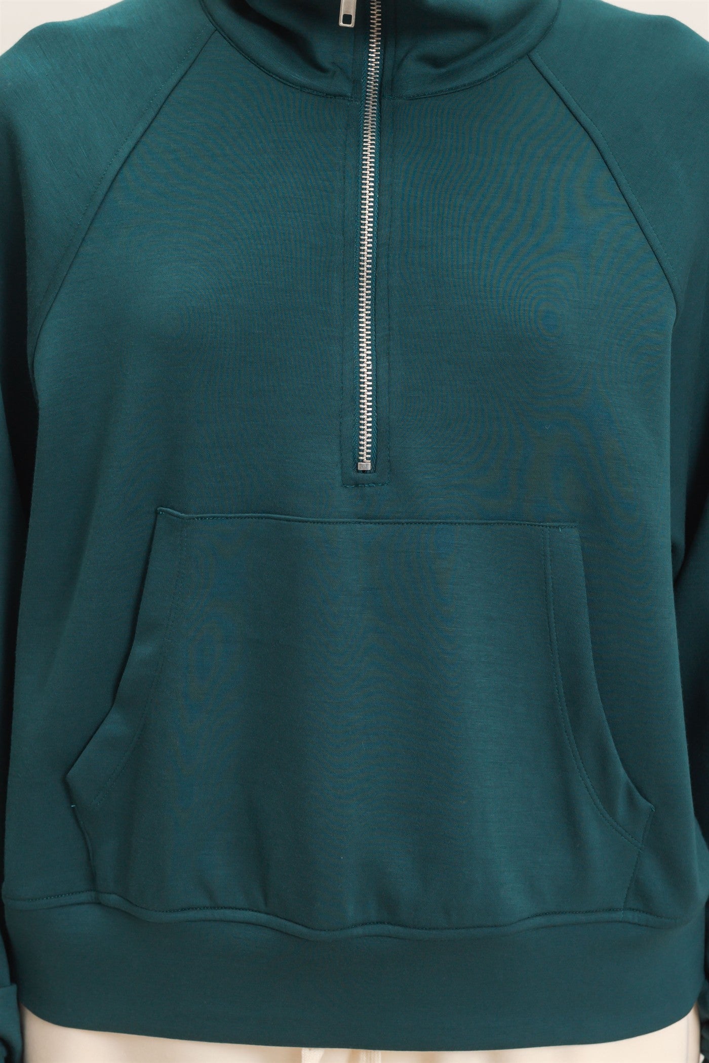 Wholesale Half-Zip Collar Raglan Pullover Sweatshirts DZ26C967 DEEP GREEN DOUBLE ZERO