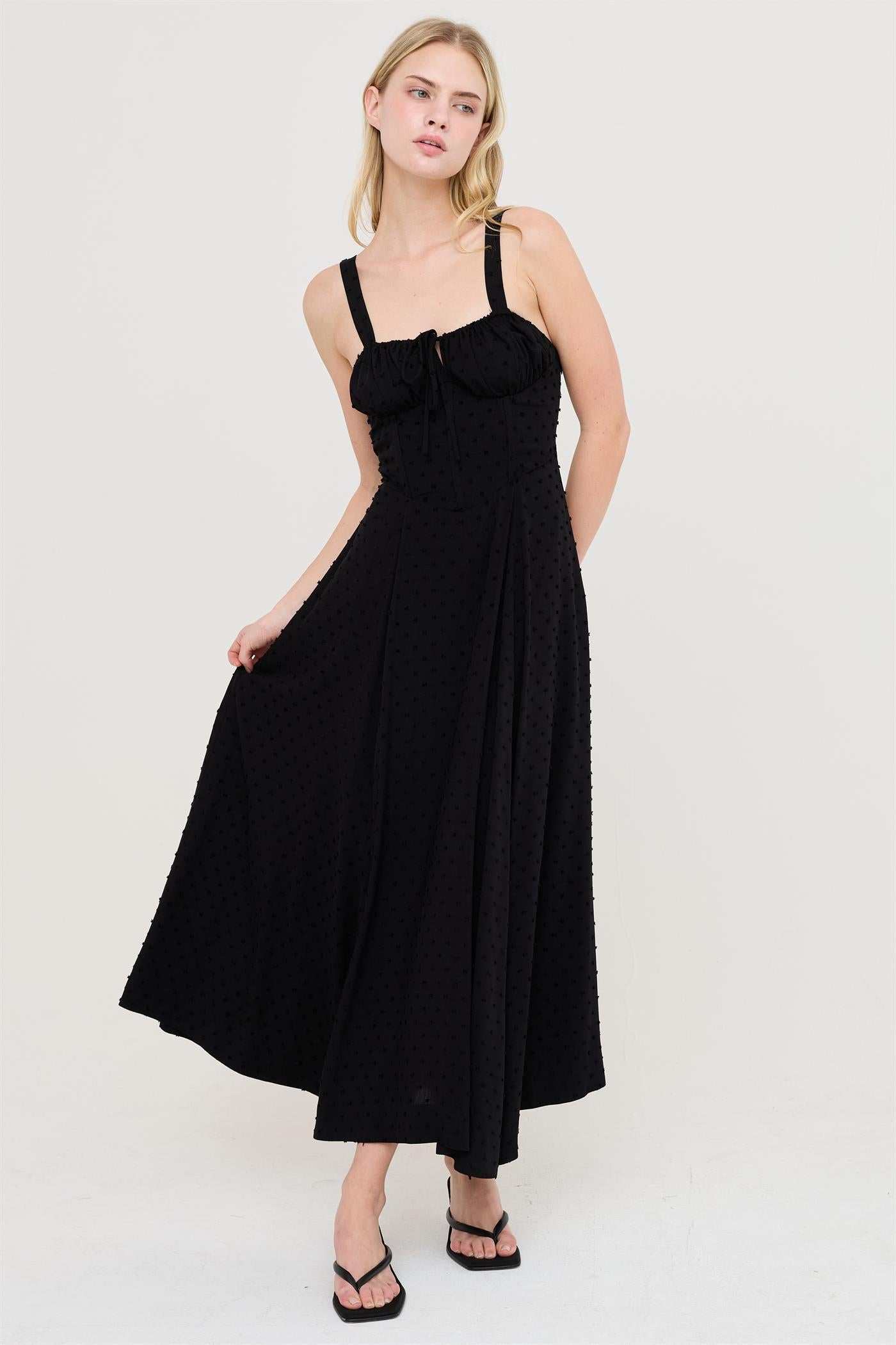 Wholesale Boned Tie-Back Dress Dresses HF25E875 BLACK HYFVE