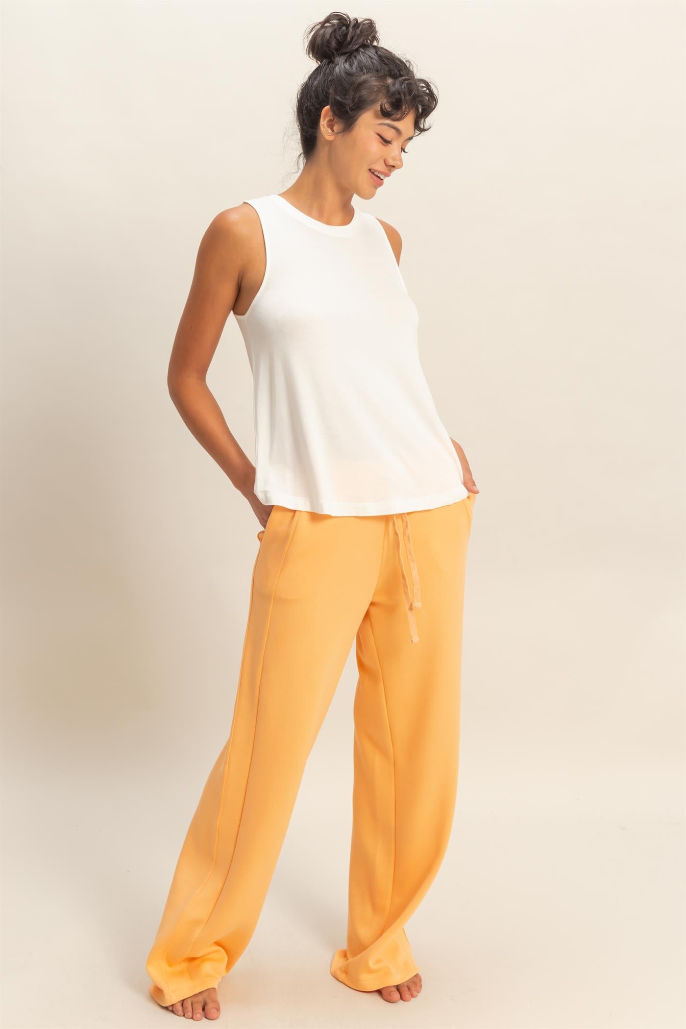 Wholesale Crew Neck Rayon Tank Top Tank Tops DZ26A332 OFF WHITE DOUBLE ZERO