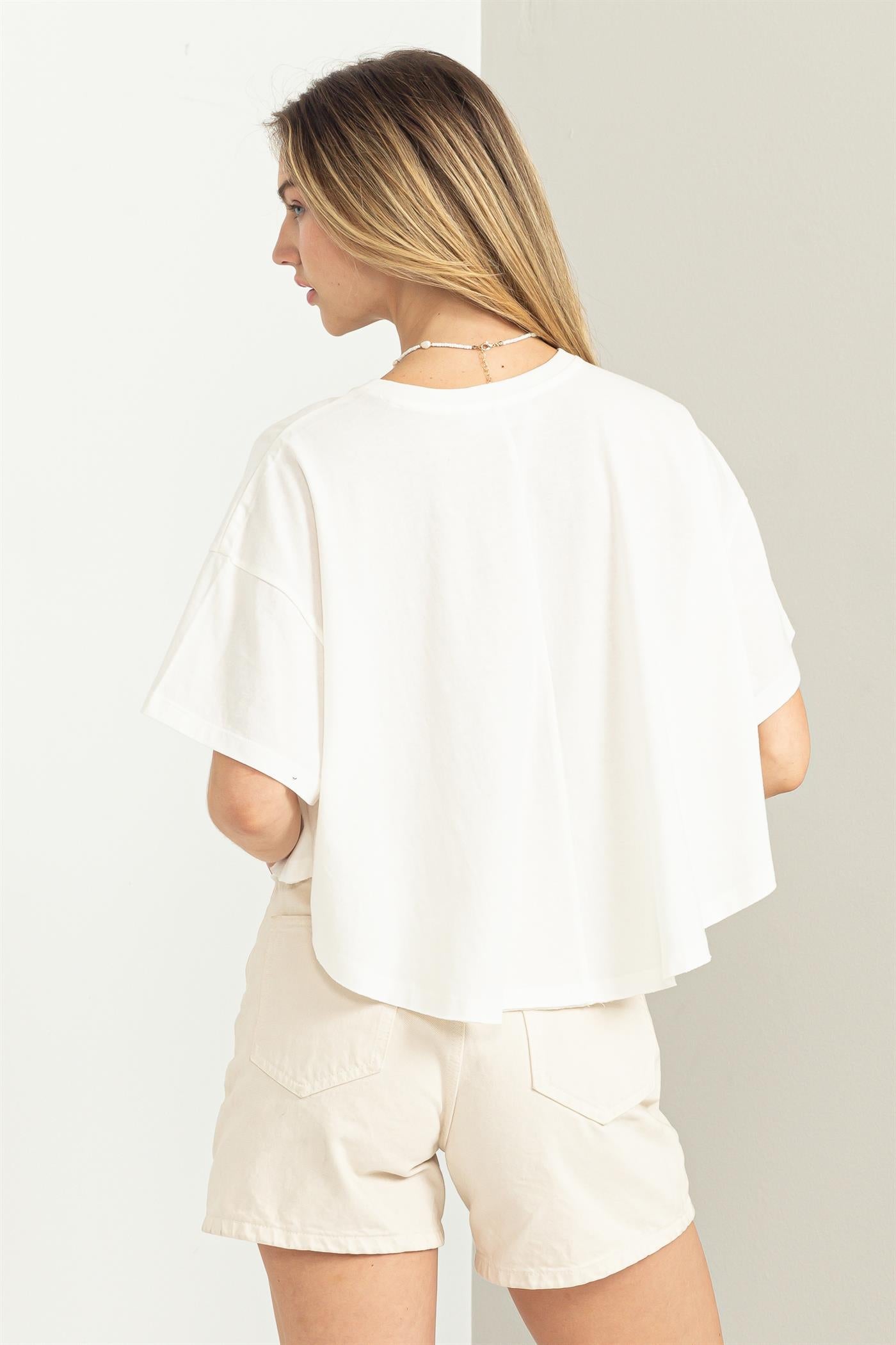 Wholesale Stay Easy Flutter Sleeve High-Low Top Clothing Tops DZ23C410 OFF WHITE DOUBLE ZERO