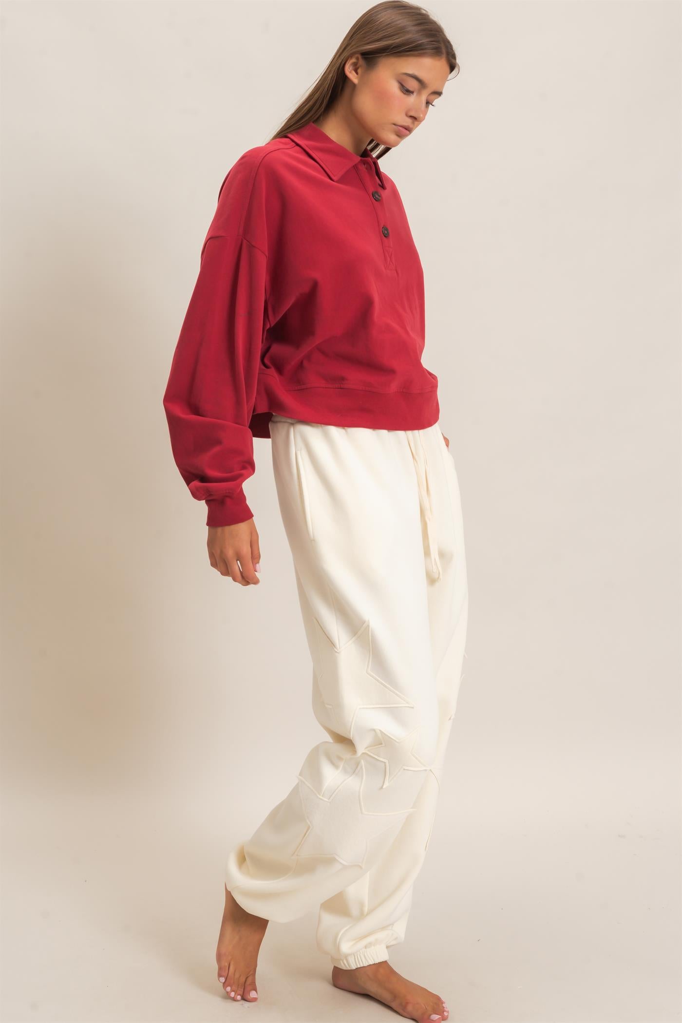 Wholesale Star Patch Jogger Pants Joggers DZ26E889 CREAM DOUBLE ZERO