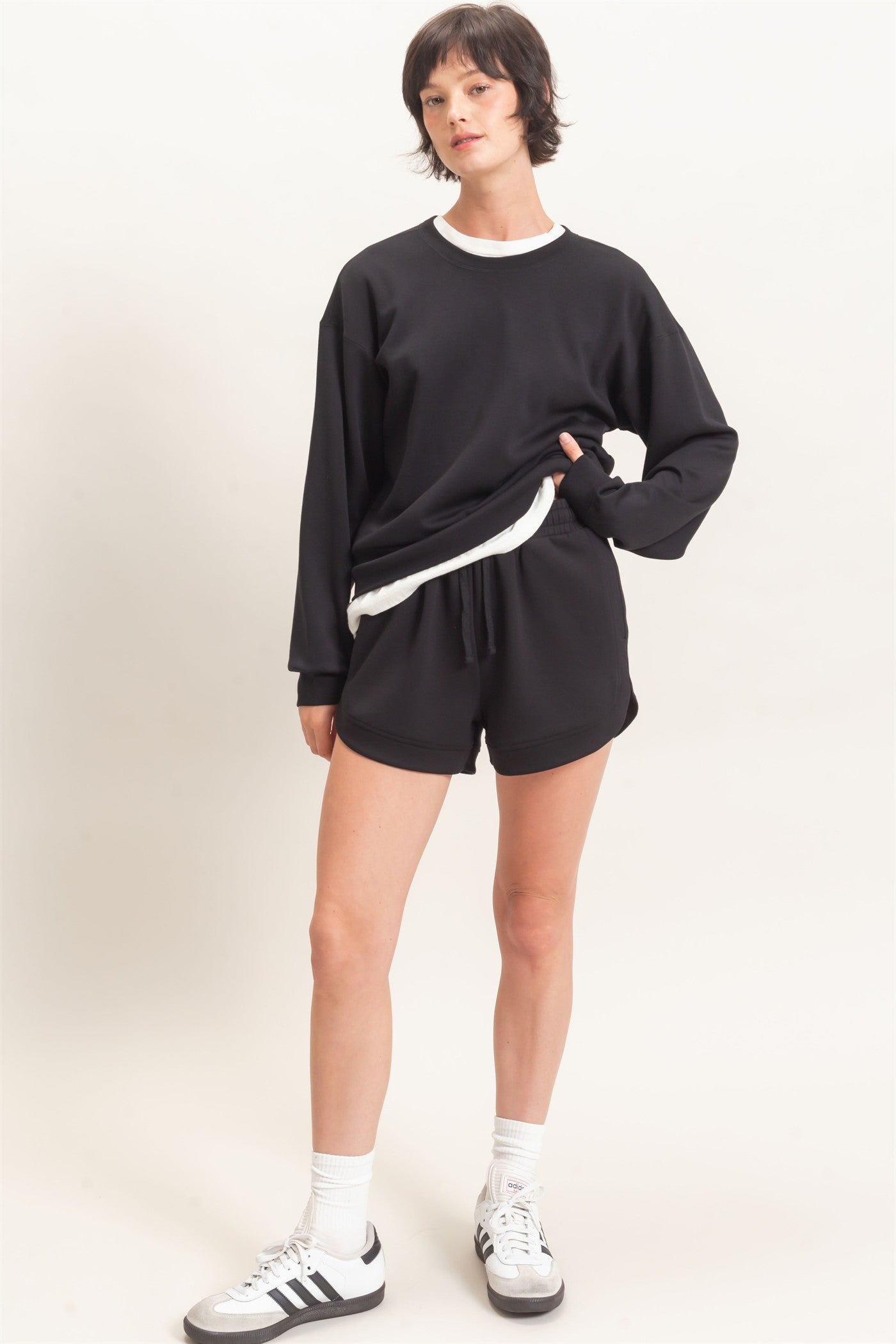 Wholesale Elastic Waistband Shorts Shorts DZ26C973 BLACK HYFVE