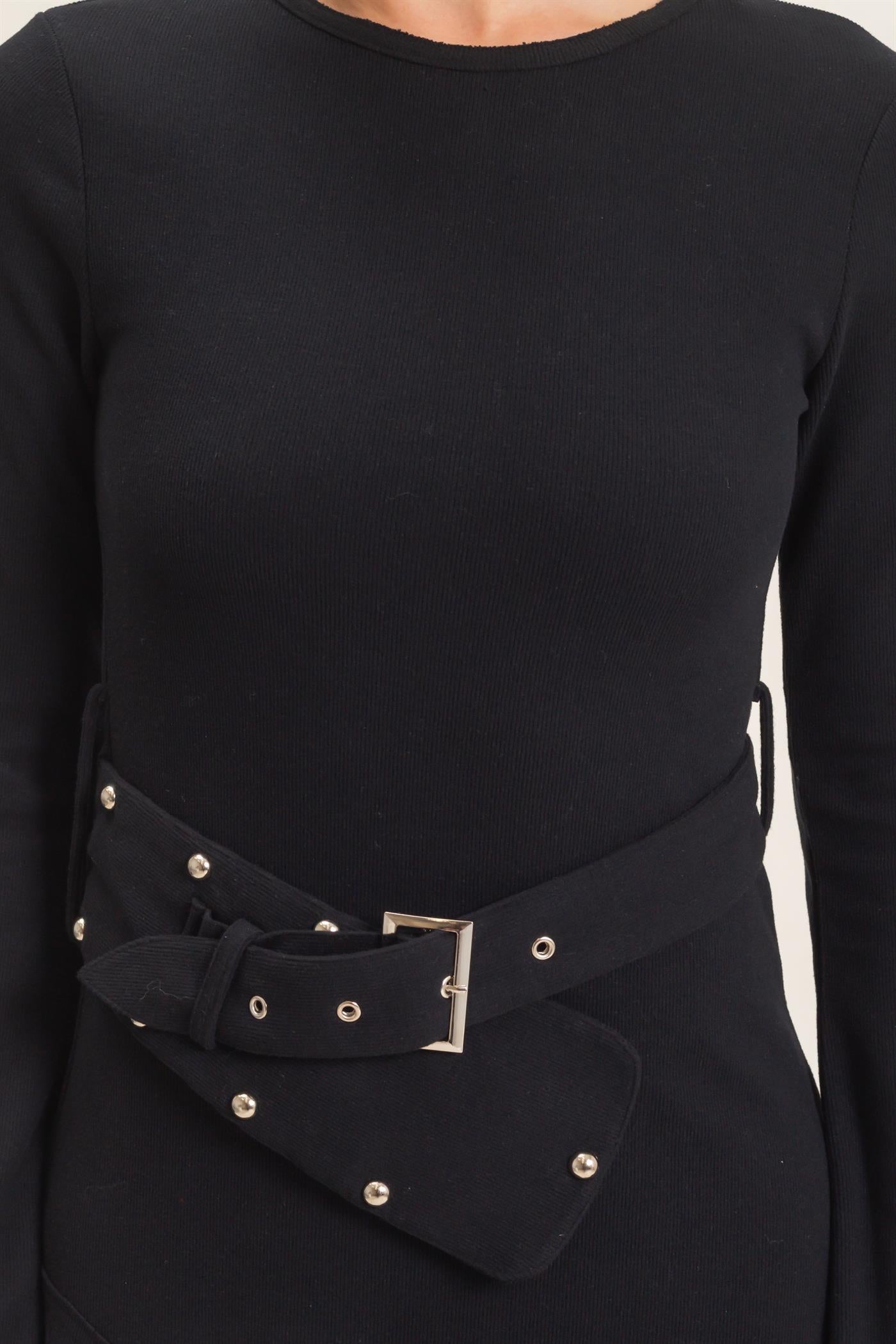 Wholesale Asymmetrical Knit Dress Dresses HF26E992 BLACK HYFVE