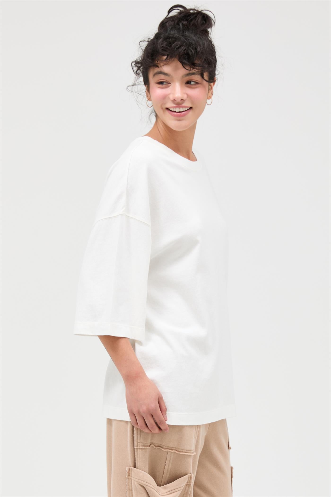 Wholesale Pigment Dye Oversized Half-Sleeve T-Shirt Clothing Tops DZ26A459 OFF WHITE DOUBLE ZERO