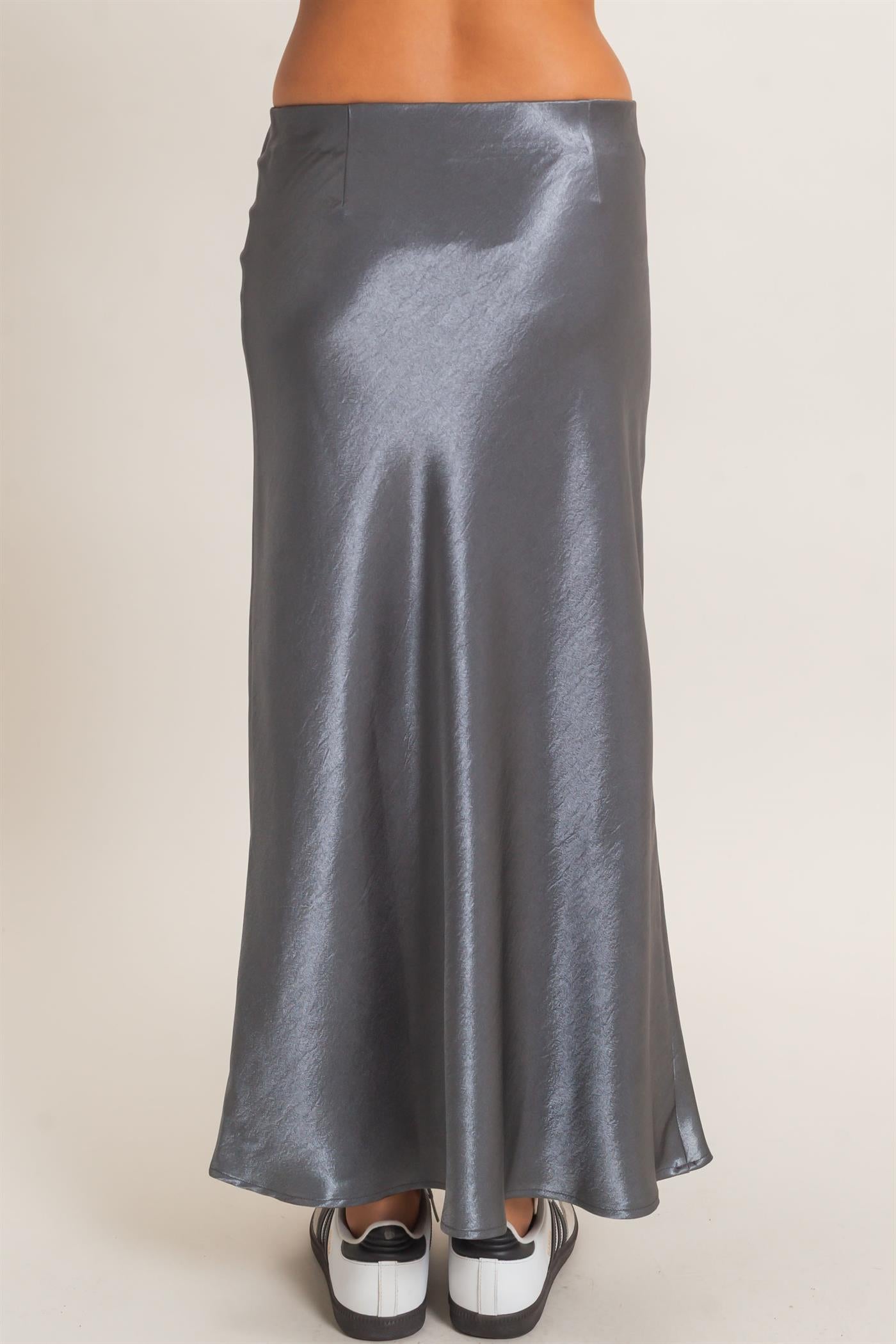 Wholesale Satin Midi Skirt Skirts DZ26C962 DARK GRAY DOUBLE ZERO