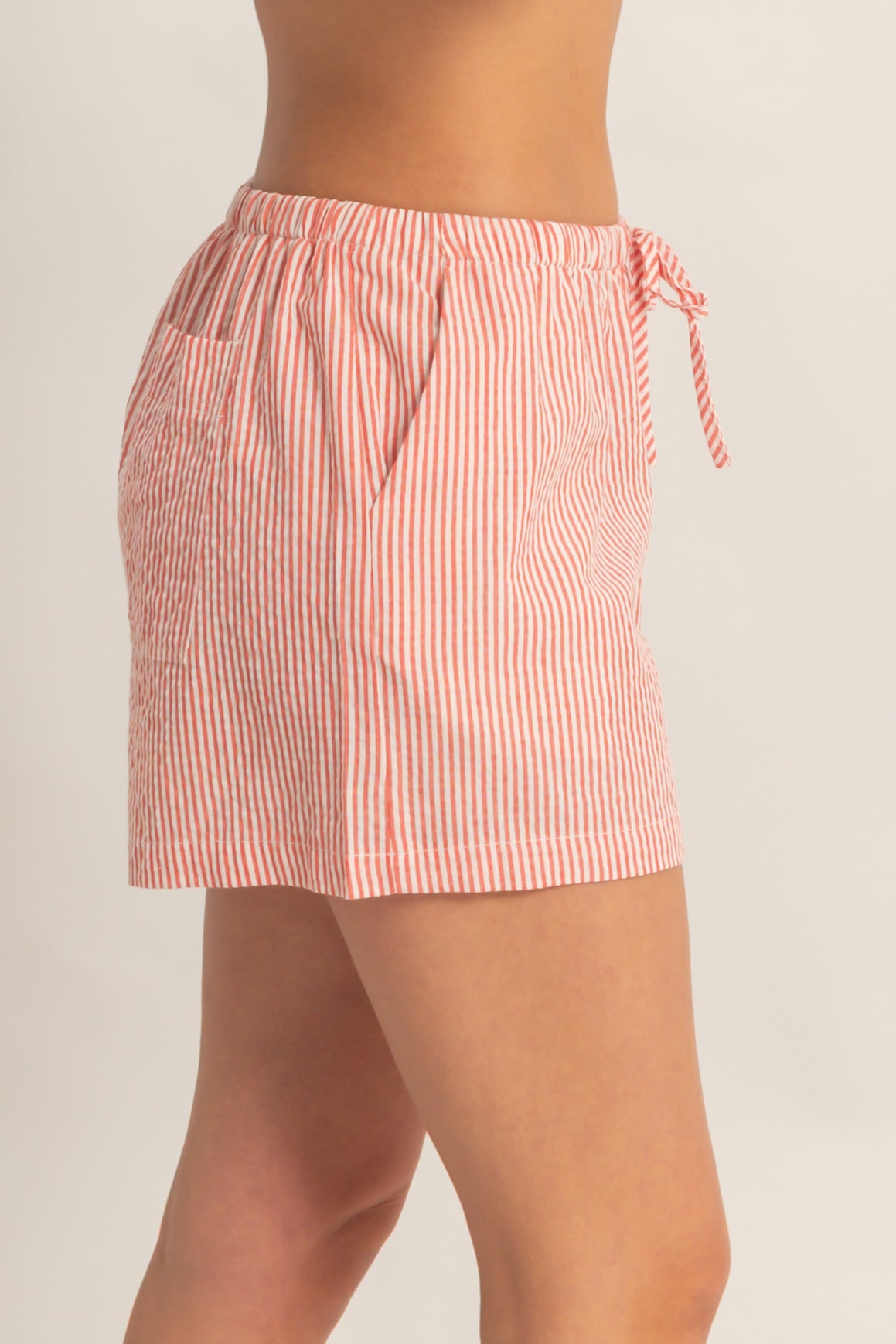 Wholesale Striped Drawstring Waist Shorts Shorts DZ26A747 RED DOUBLE ZERO