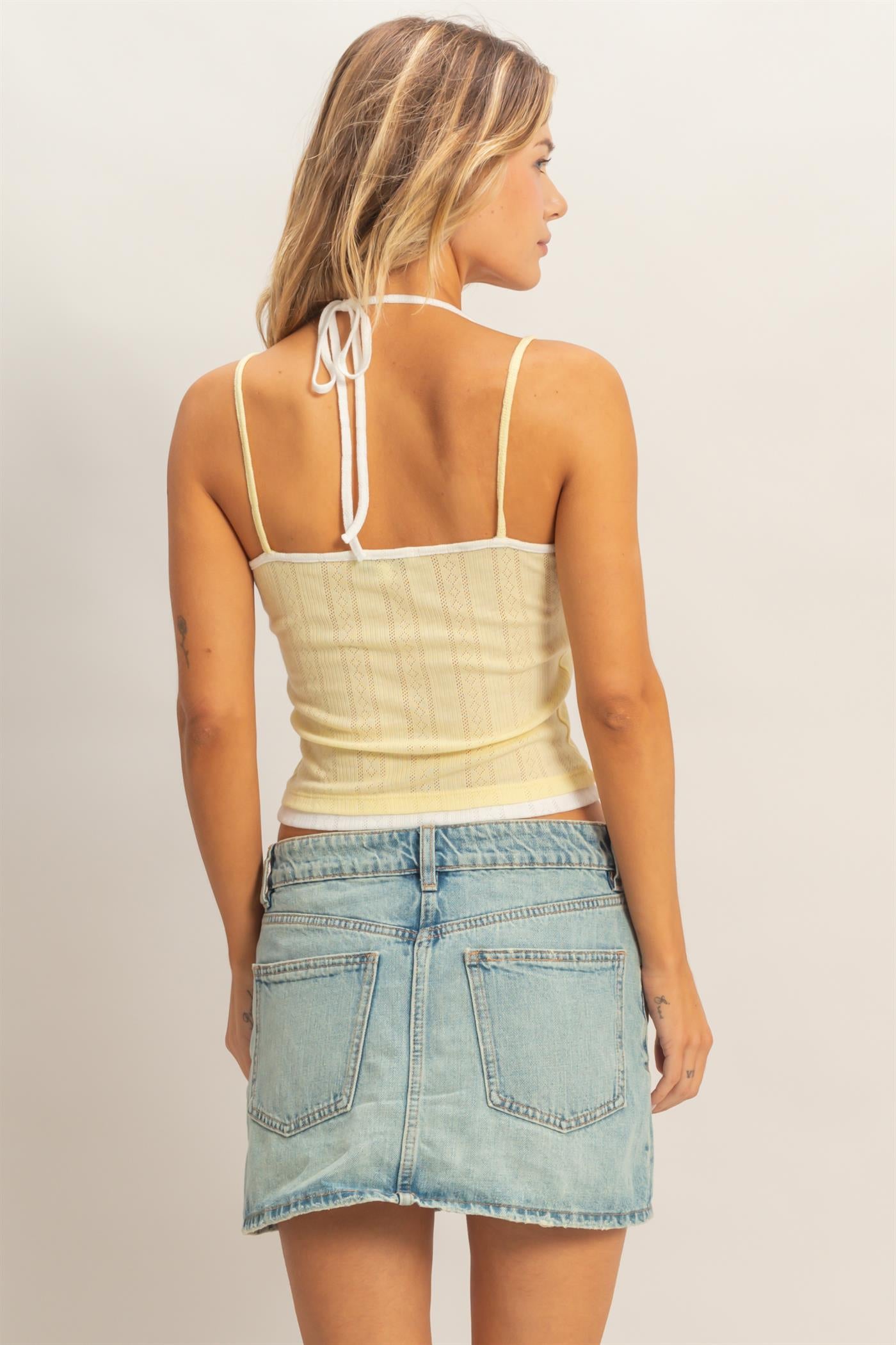 Wholesale Ribbed Knit Camisole Top Camisoles HF26A378 YELLOW HYFVE