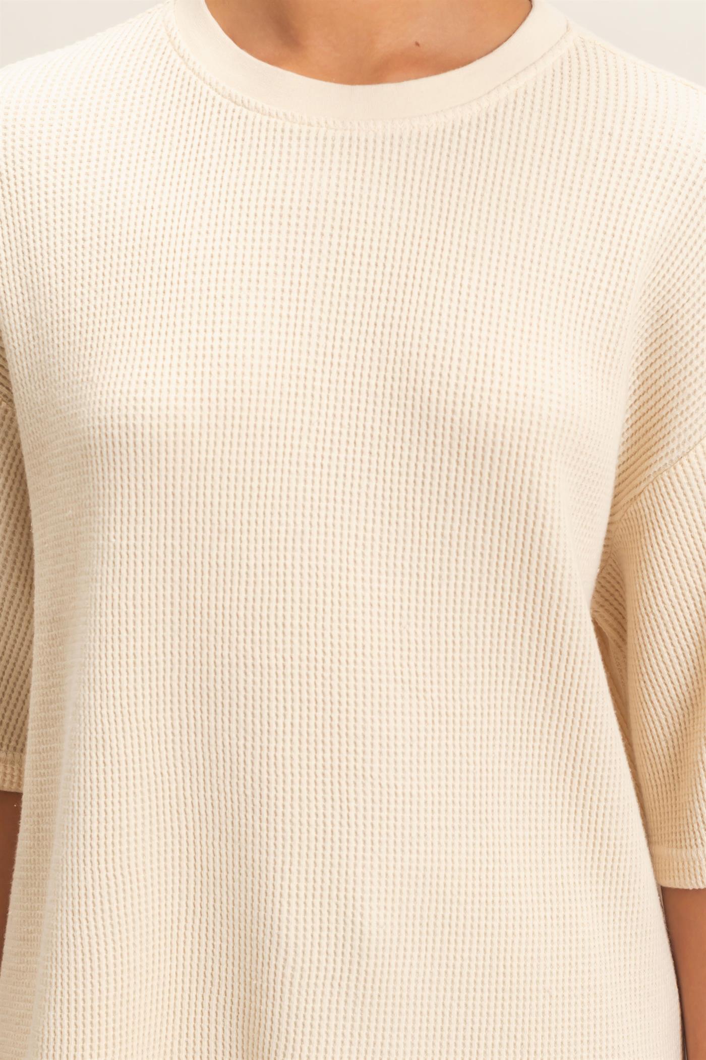 Wholesale Mineral Wash Waffle Crew Neck Short Sleeve Top Clothing Tops DZ26E328 ALPACA DOUBLE ZERO