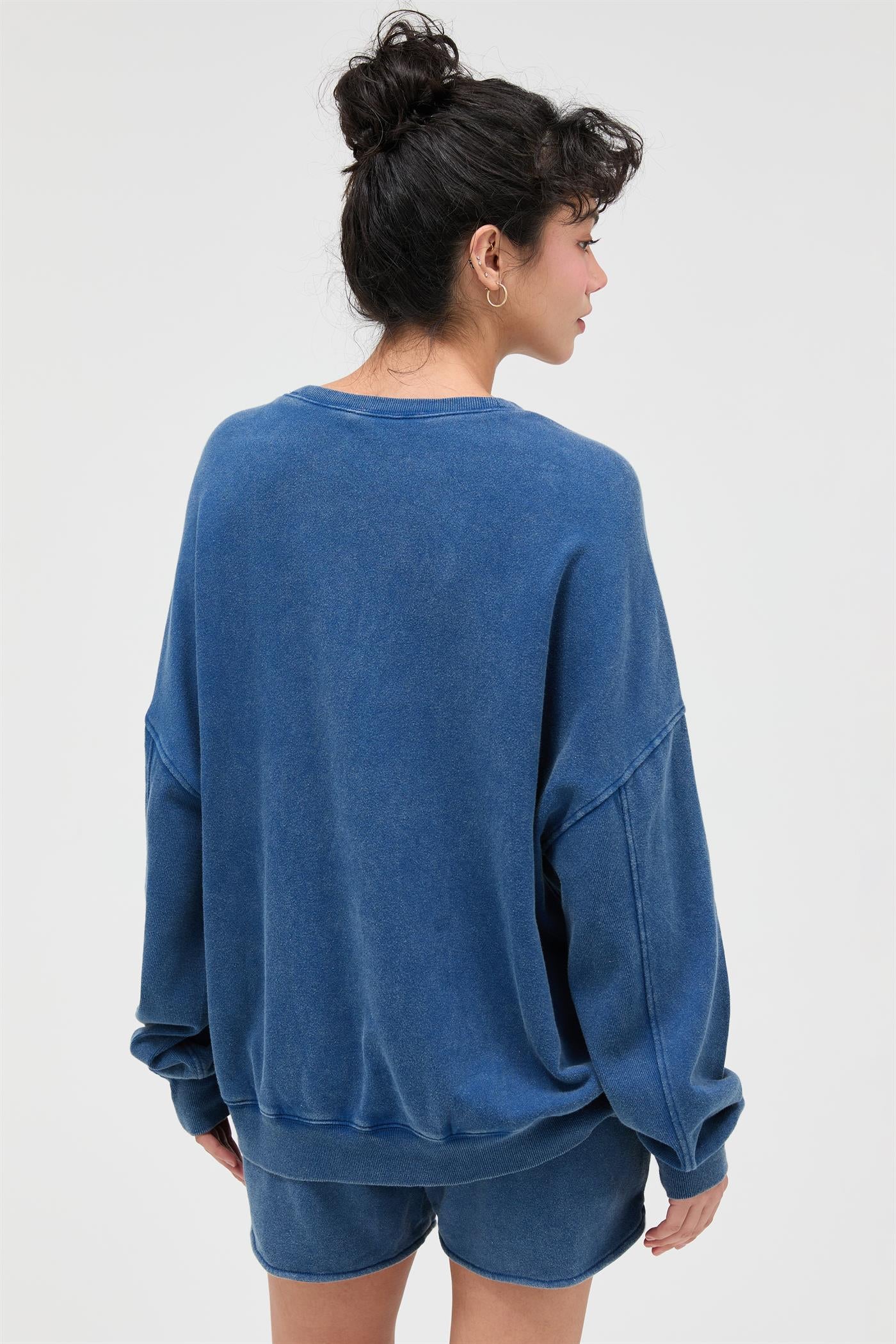 Wholesale Acid Wash Oversized Sweatshirt Sweatshirts DZ26A984 NAVY DOUBLE ZERO